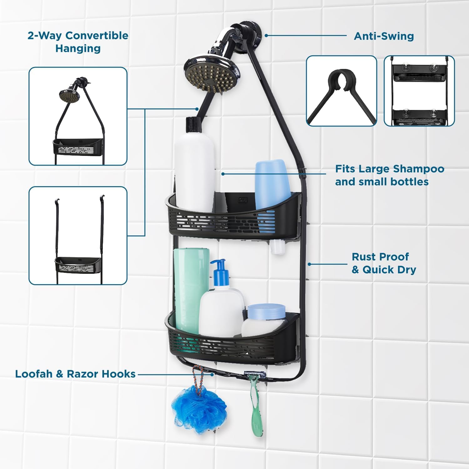 2-Way Hanging Shower Caddy
