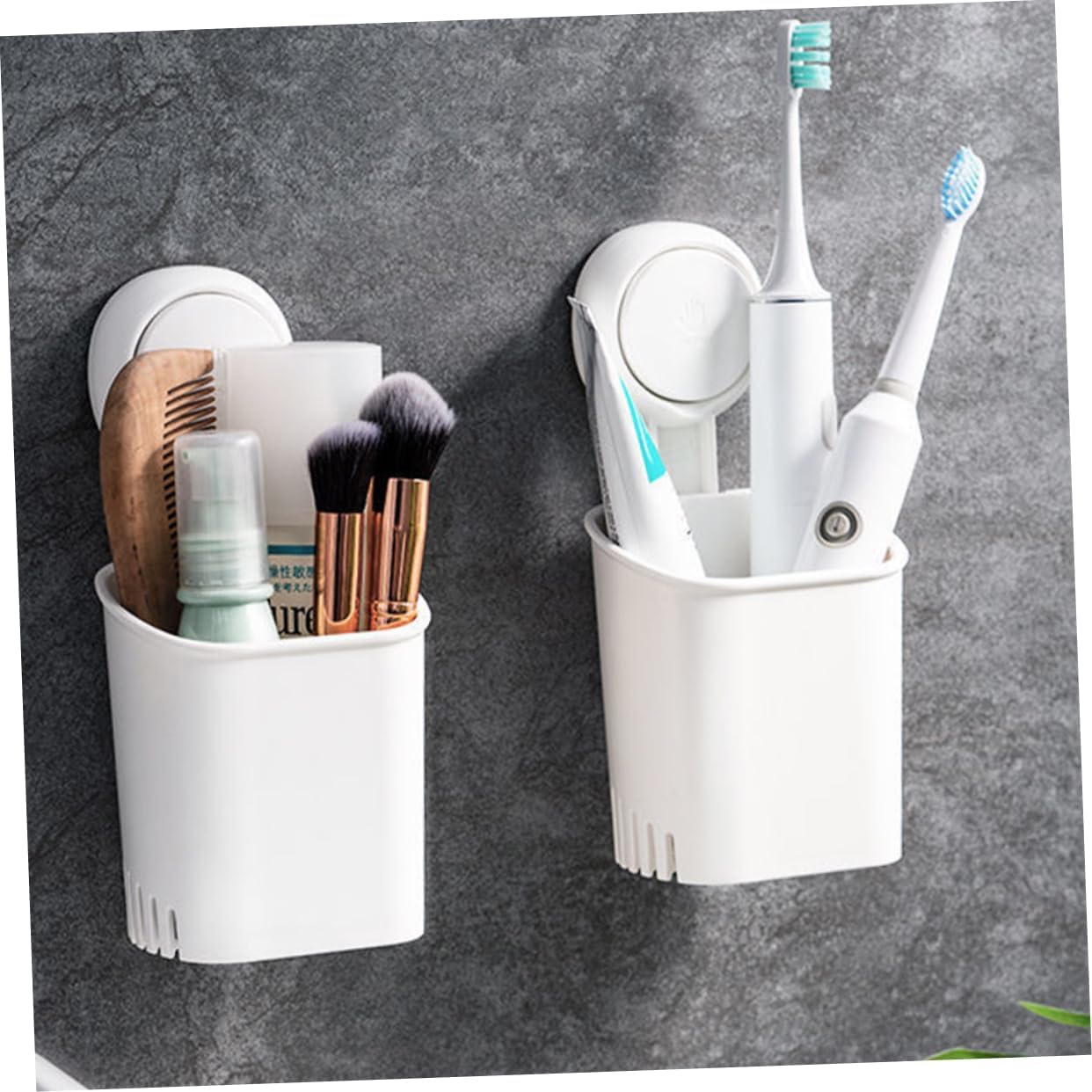Wall-Mounted Toothbrush Holder Suction Cup Organizer for Bathroom
