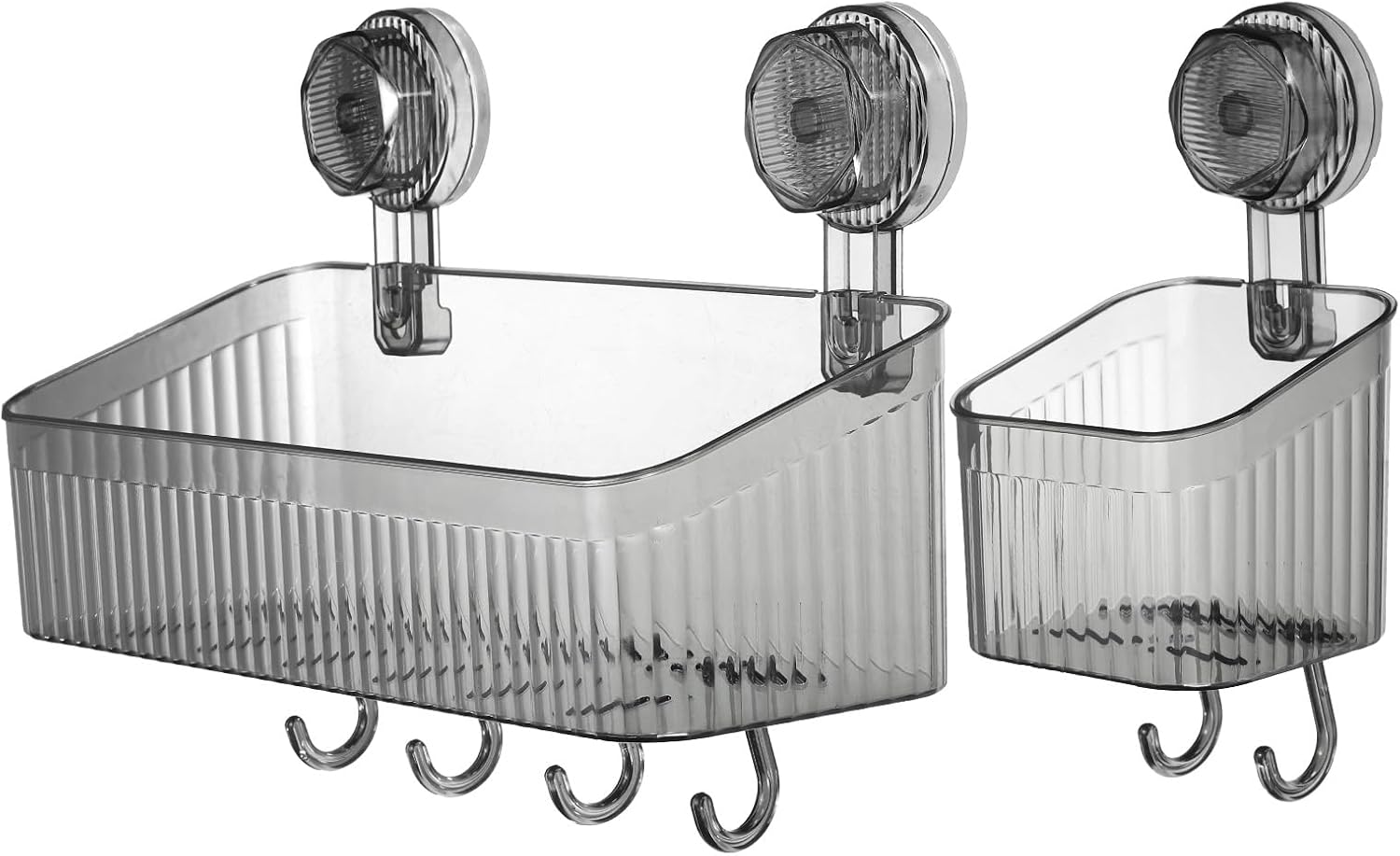 Uxcell 1Set Suction Cup Shower Caddy with Hooks Grey