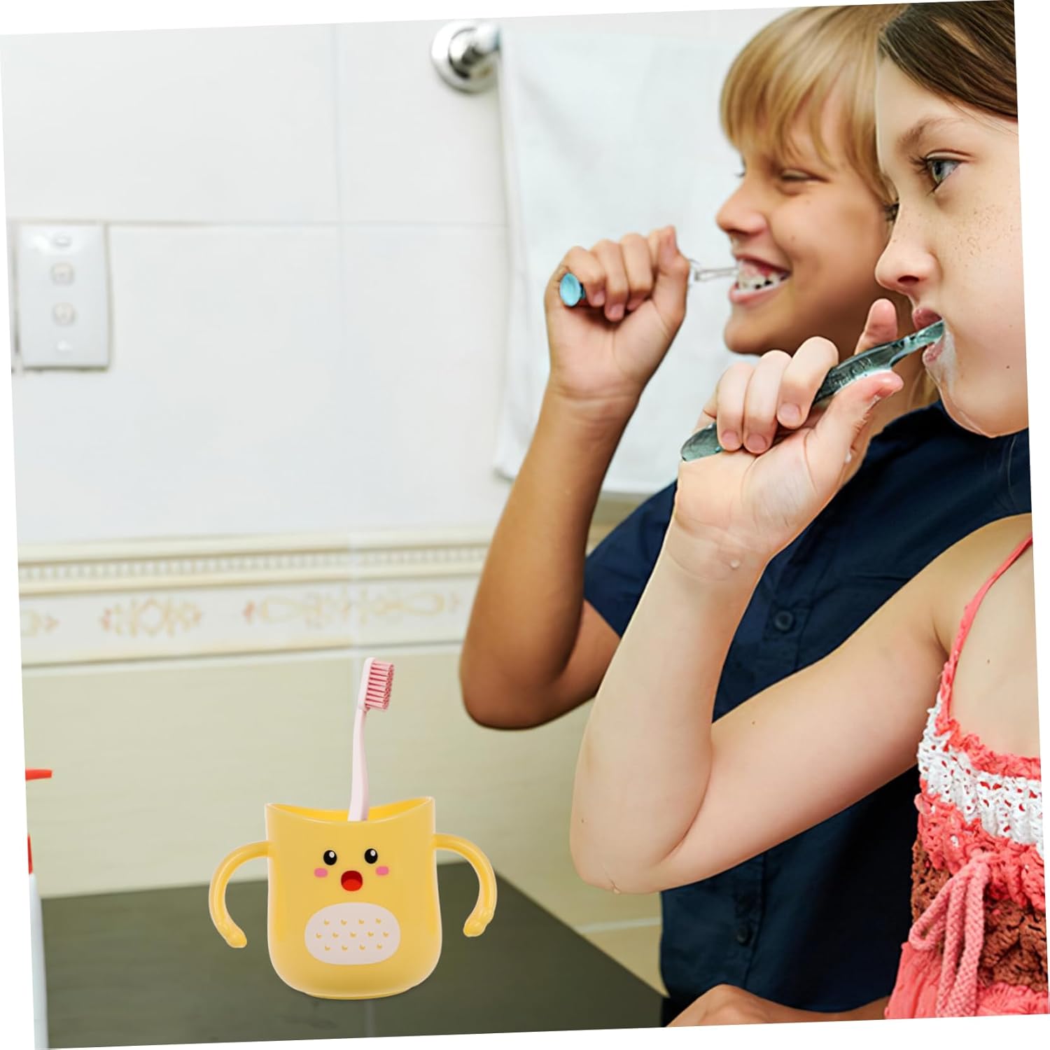 Toyvian Double Handle Toothbrush Cup for Boys Girls