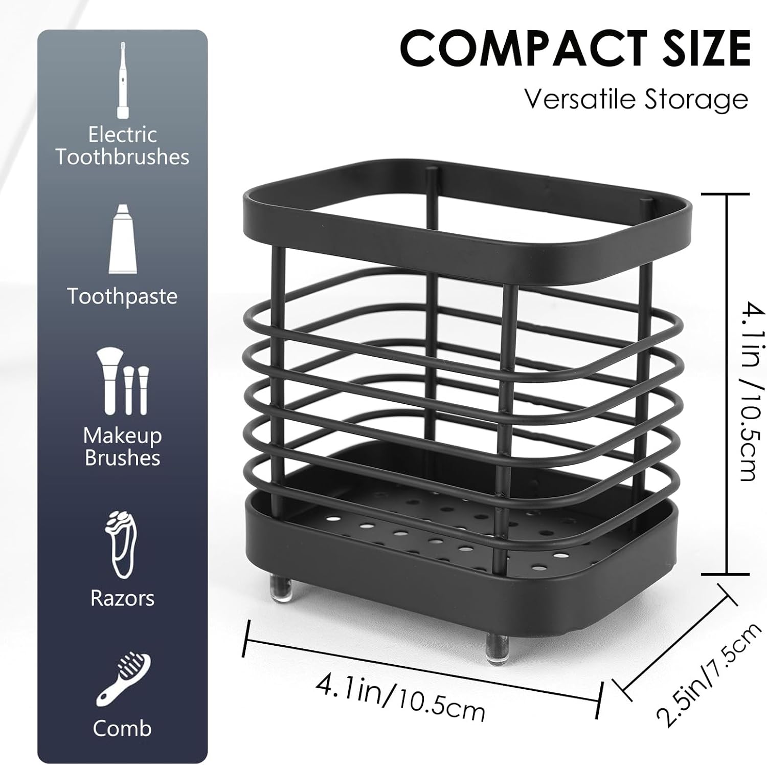 Stainless Steel Wall Mount Toothbrush Holder Rust-Proof Space-Saving