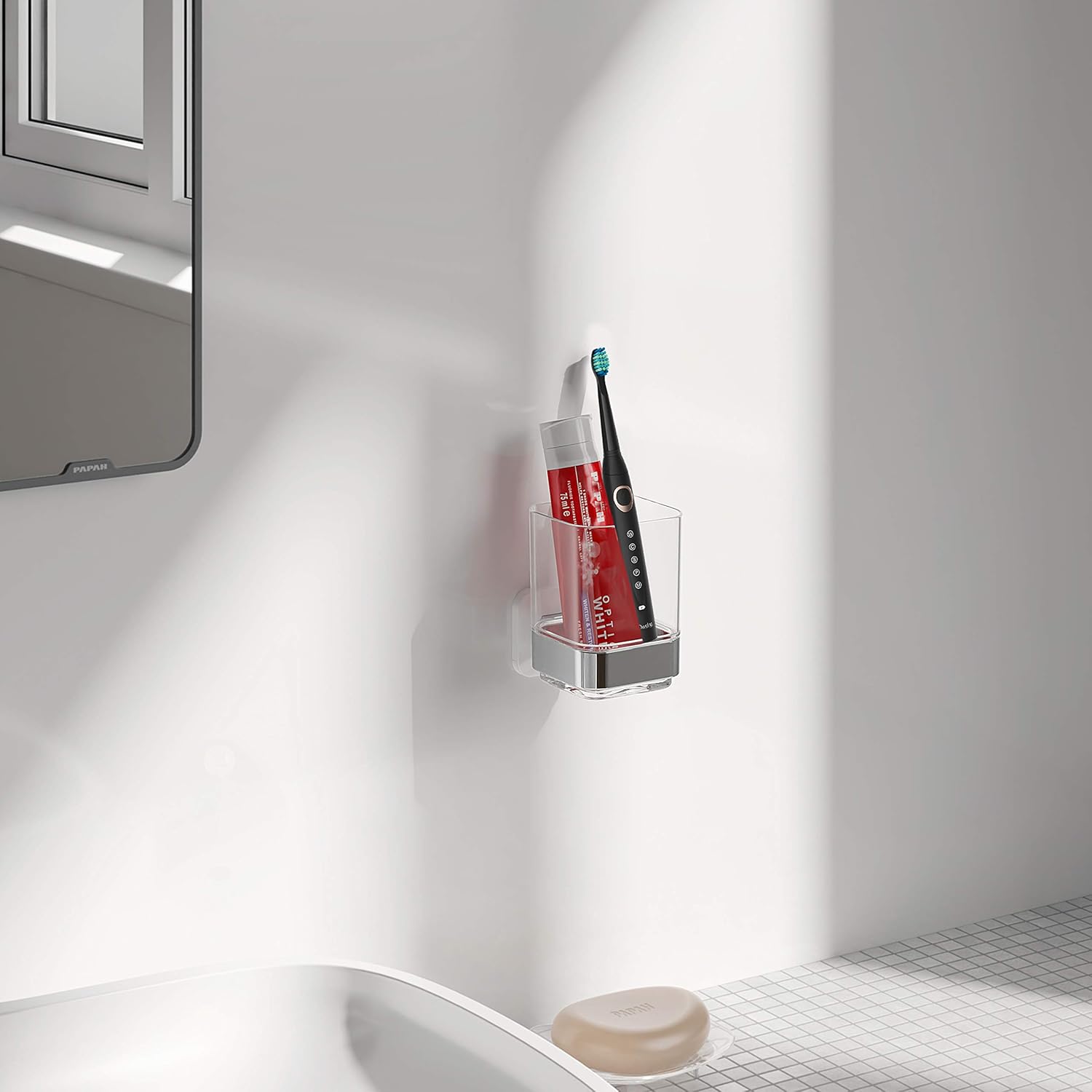 Premium Wall-Mounted Toothbrush Organizer Tumbler Easy to Use Durable