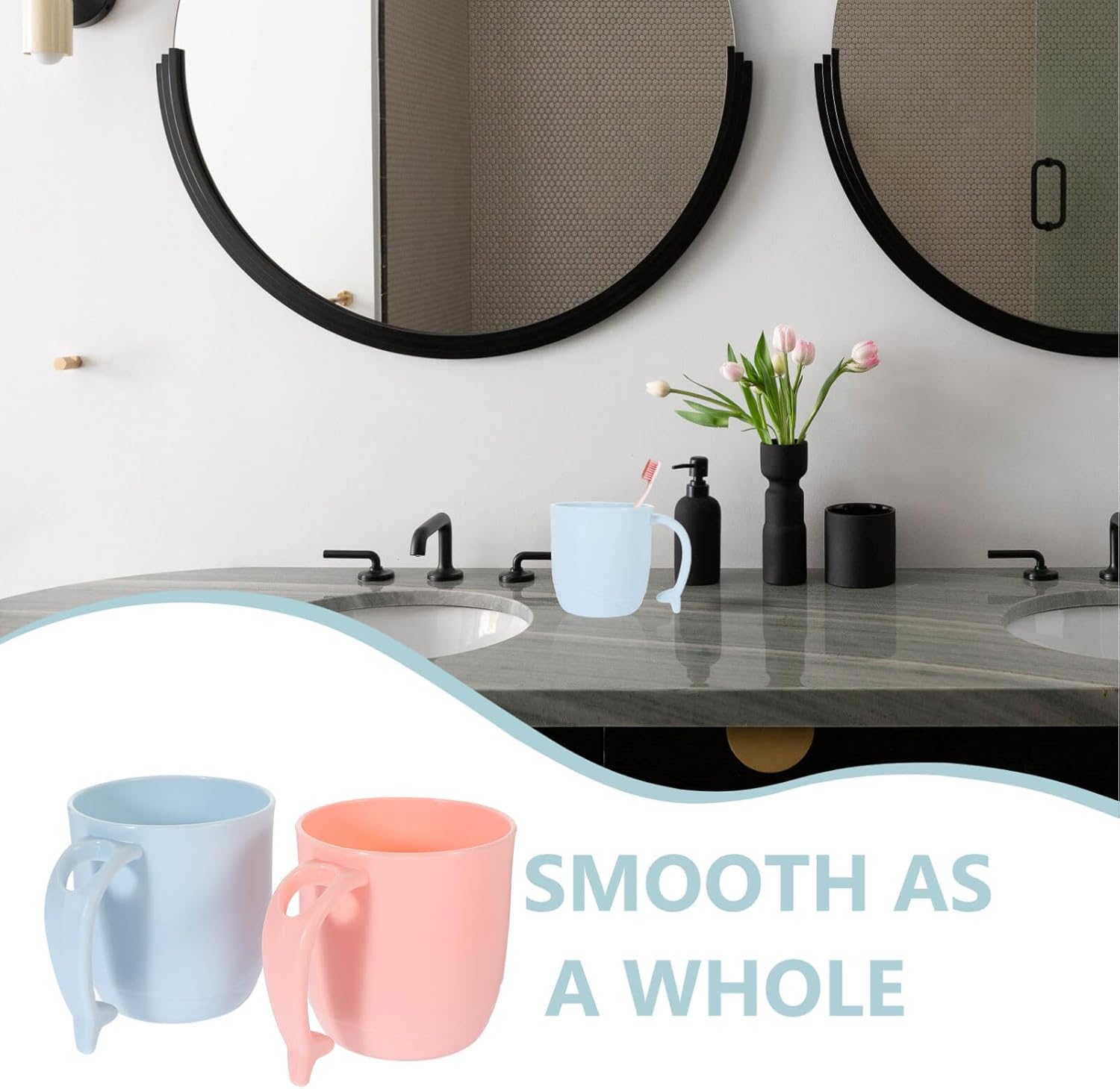 Zerodeko 2pcs Dolphin Toothbrush Cup Reusable Bathroom Gargling Mugs