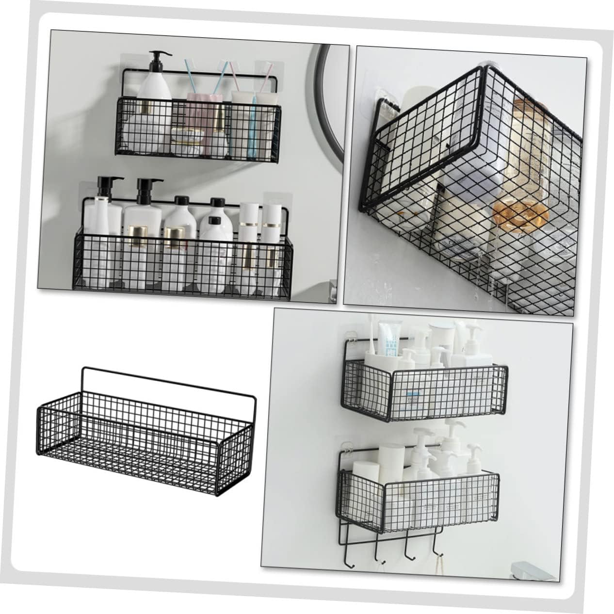Zerodeko Floating Storage Rack No-Drill Floating Showers in Brightly Polished Iron