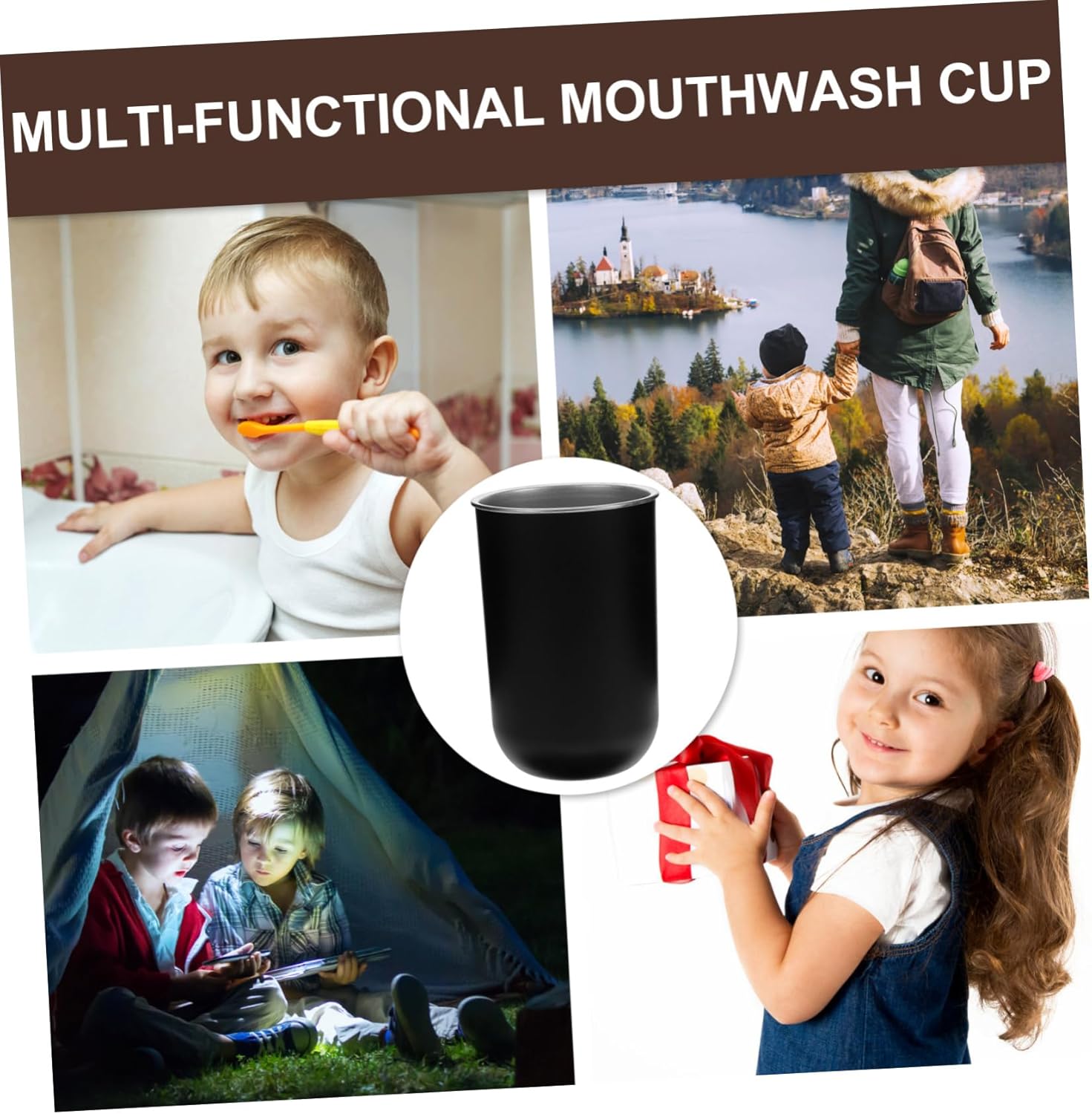 Pam ingono Stainless Steel Toothbrush Cup 350ml Black