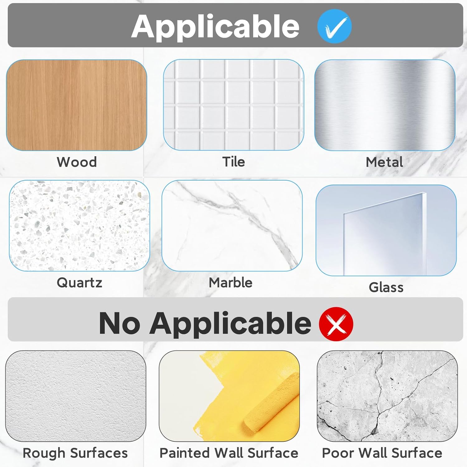 FEPTUASE 4-Piece Adhesive Shower Caddy for Bathroom Kitchen Storage