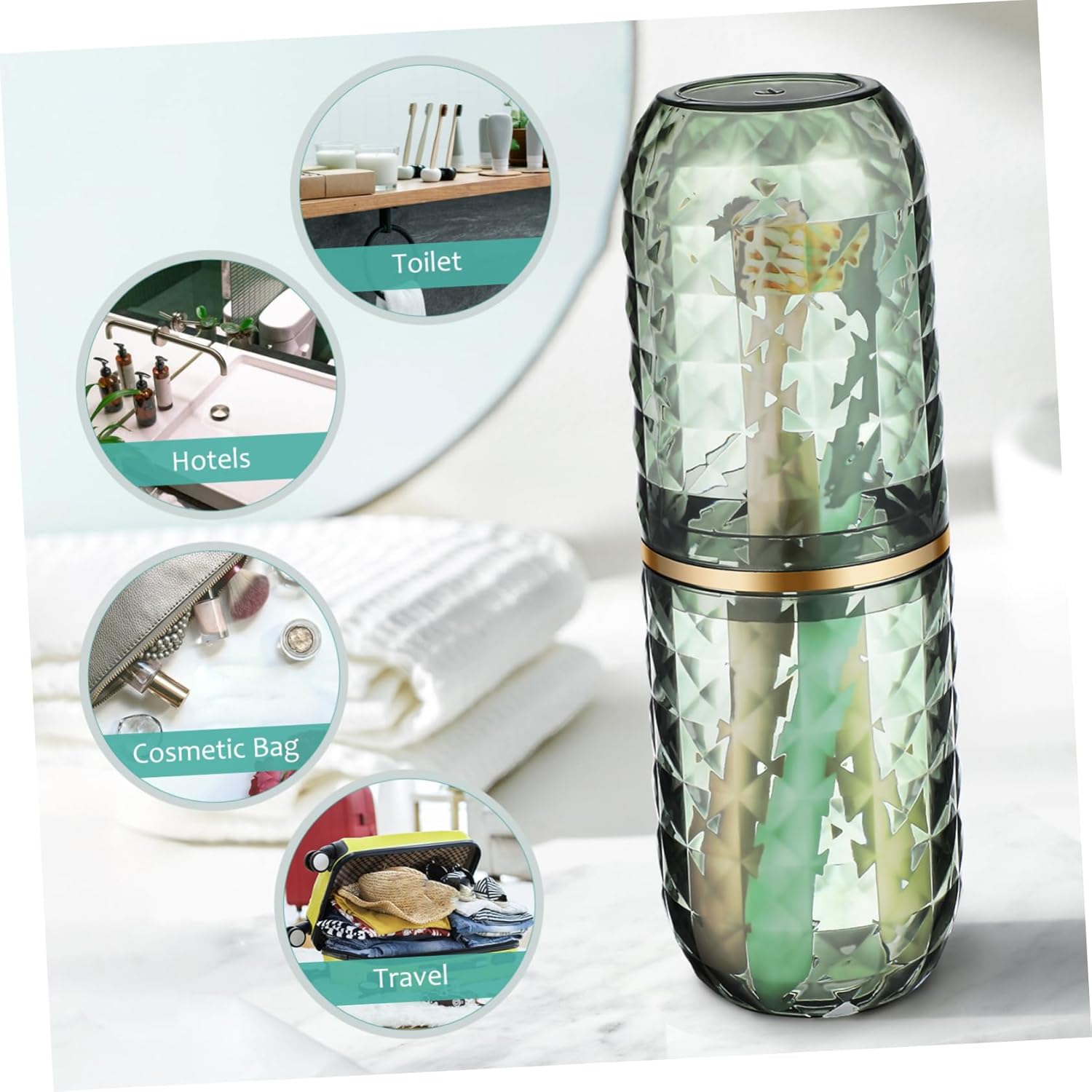 Travel Toothbrush Holder Dual Cup Design