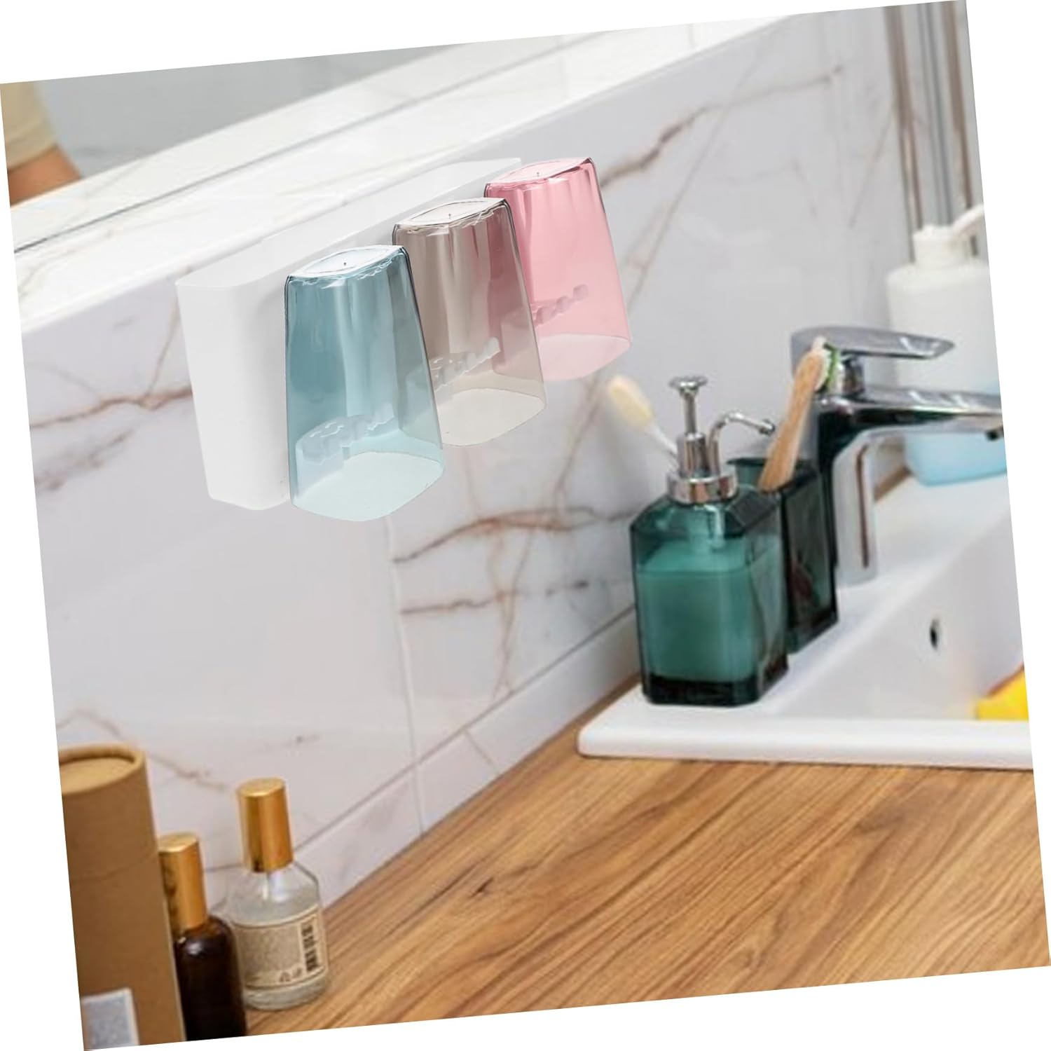 Beatifufu Wall-Mounted Toothbrush Toothpaste Holder White