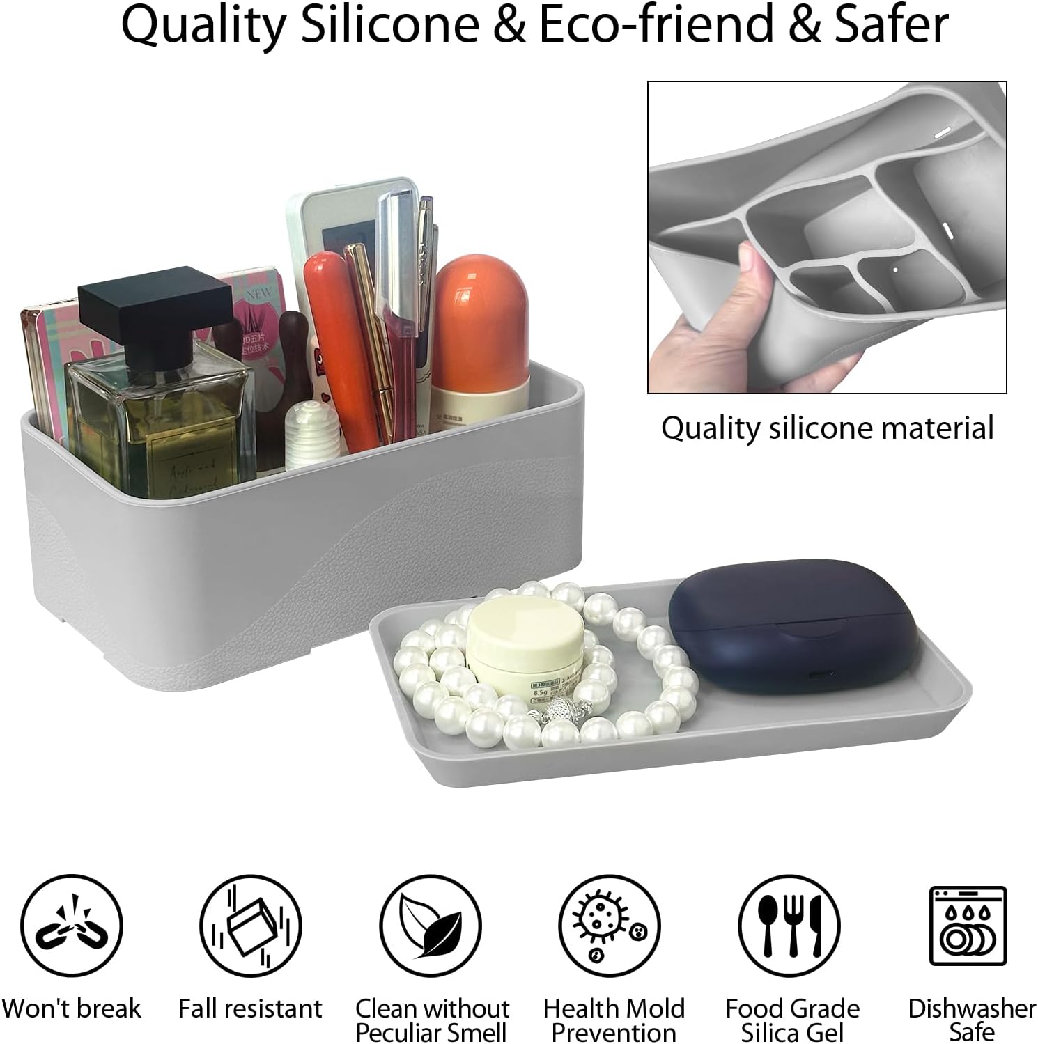 6 Compartment Silicone Cosmetics Organizer