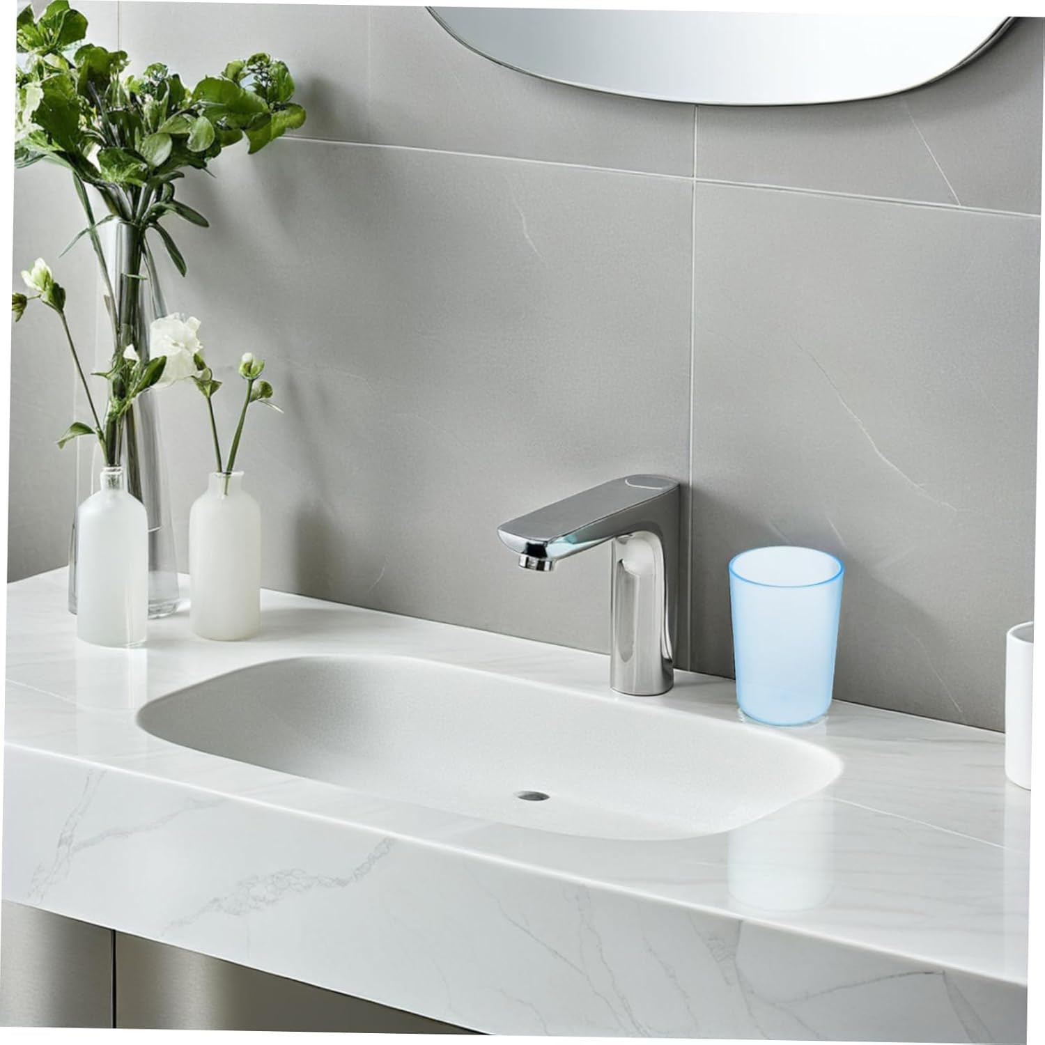 Wakauto Stylish Transparent Toothbrush Gargoyle Mug for Adults Dual Purpose Design