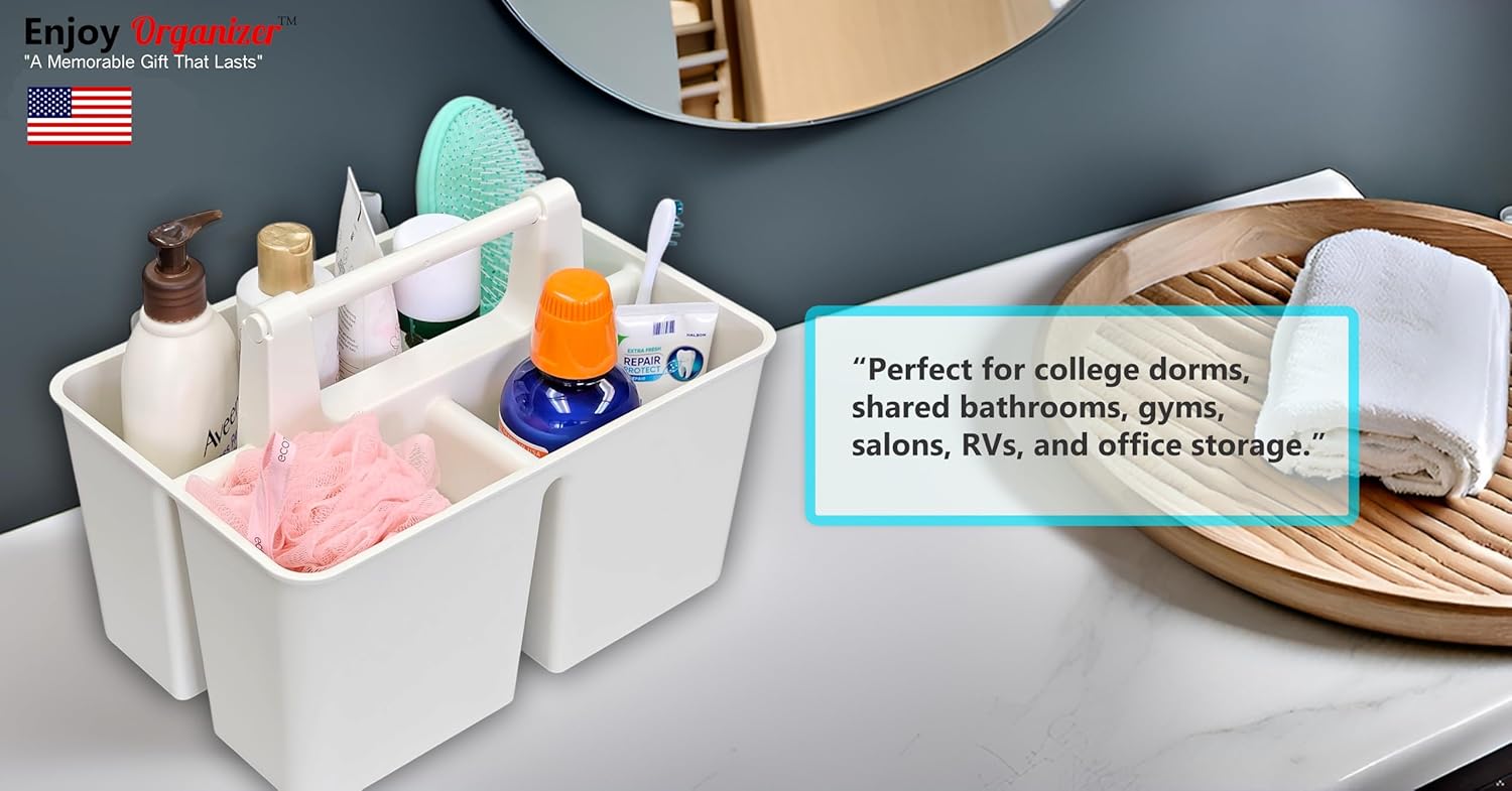 12-Pack Ivory shower caddy organizer with handle compact portable