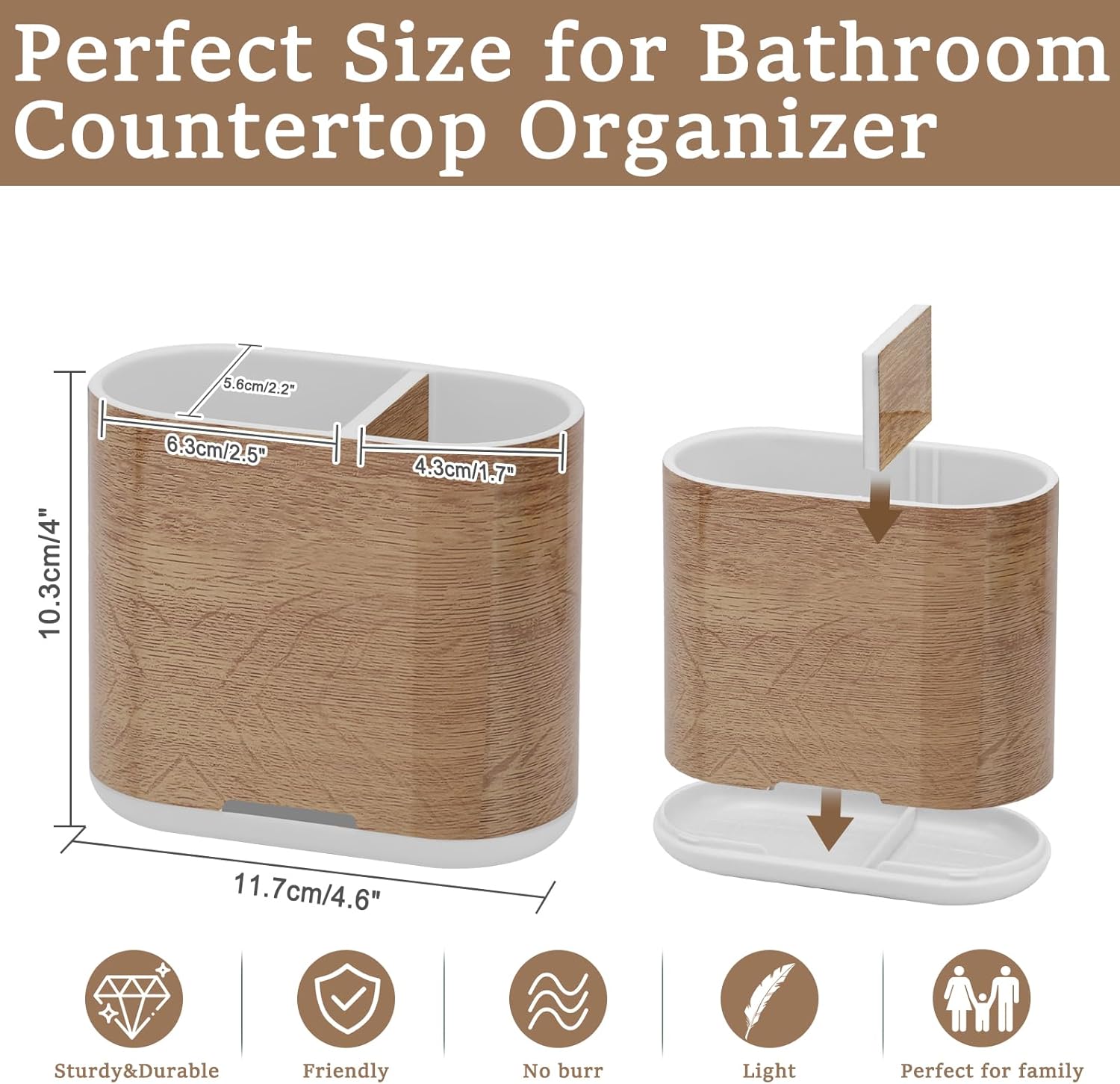 Space-Saving Bamboo Toothbrush Holder Black