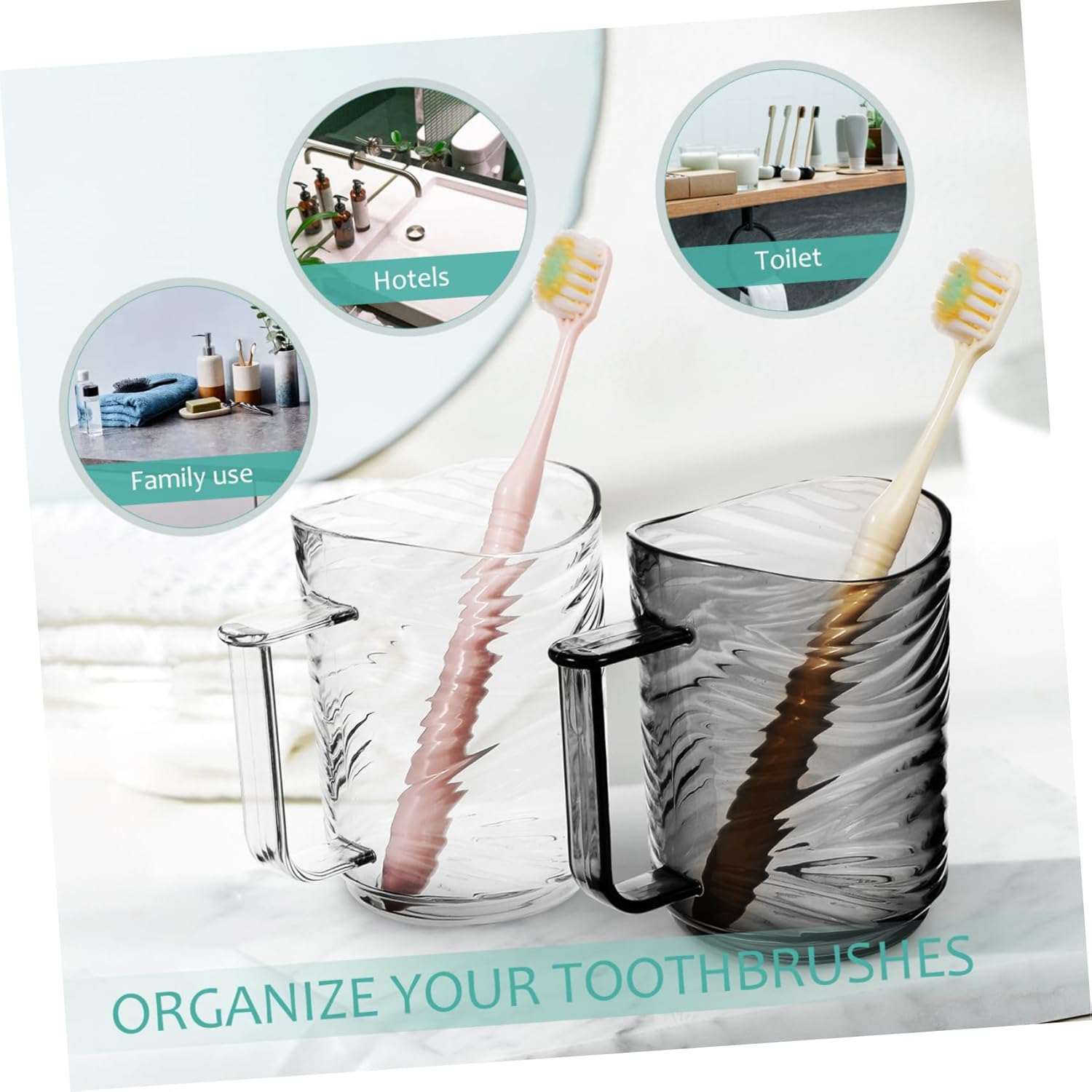 Ergonomic Handle Toothbrush Holder Cups