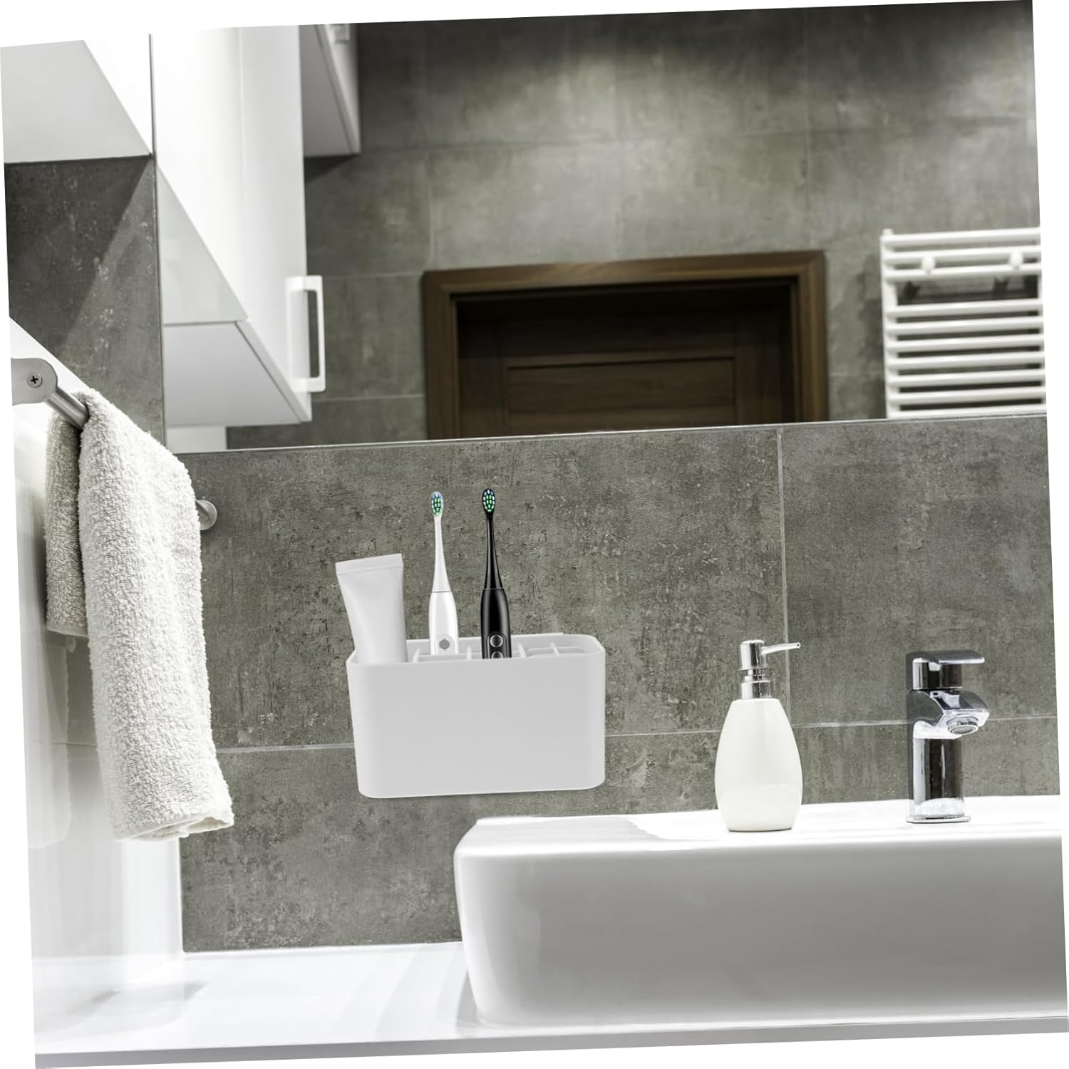 Wall-Mounted Toothbrush Holder Large Bathroom Storage Rack