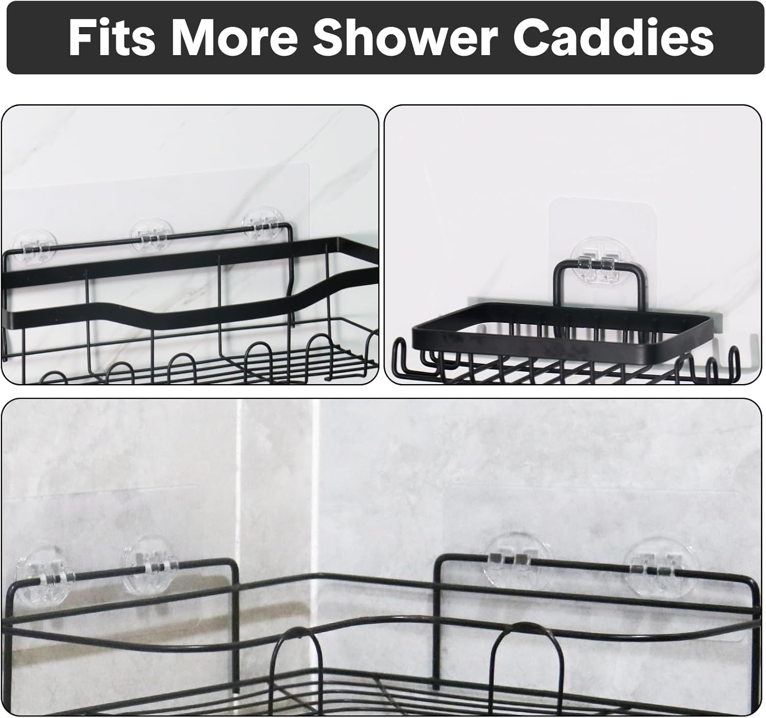FEPTUASE 4-Piece Adhesive Shower Caddy for Bathroom Kitchen Storage