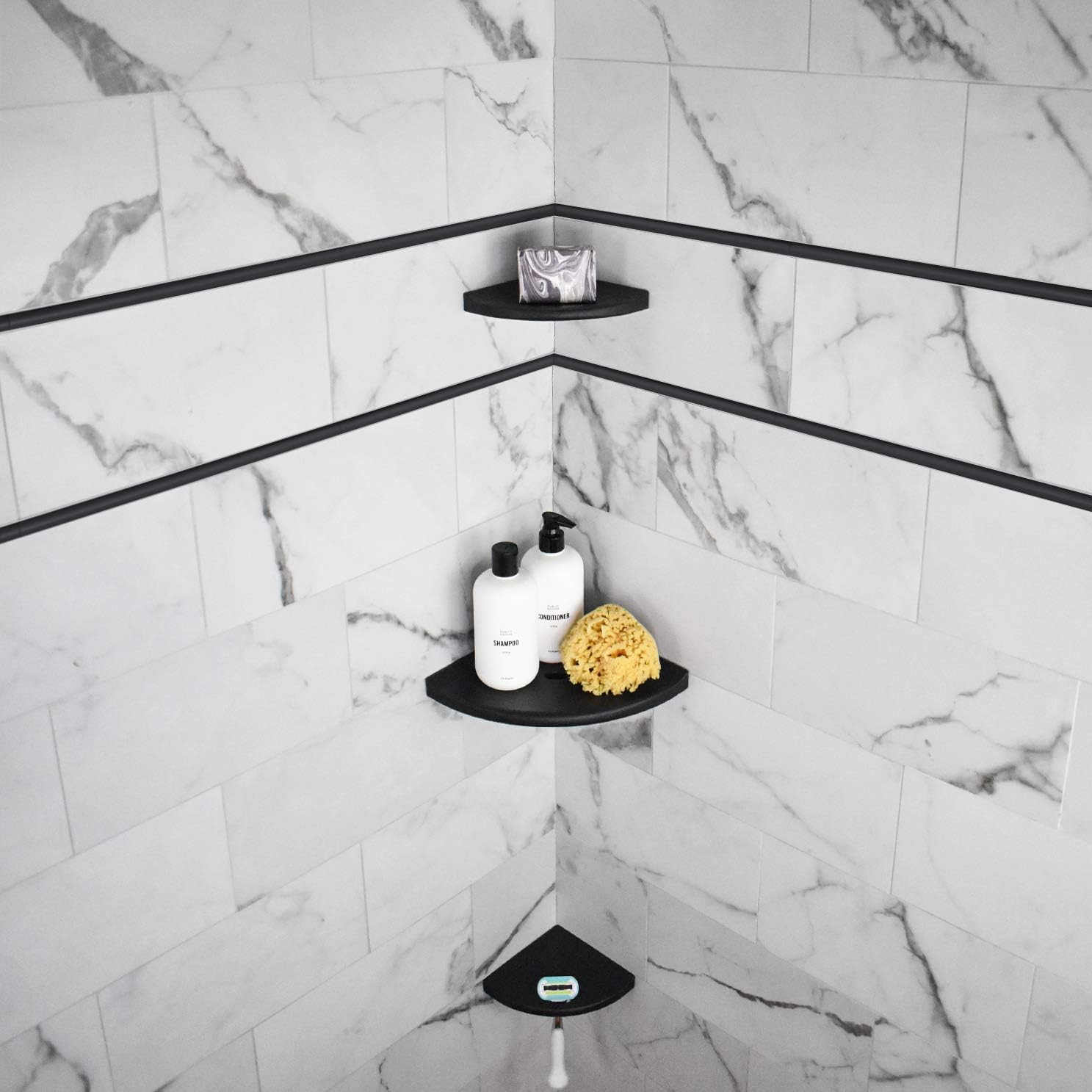 Questech 5 Inch Shower Soap Dish Shelf Graphite Black