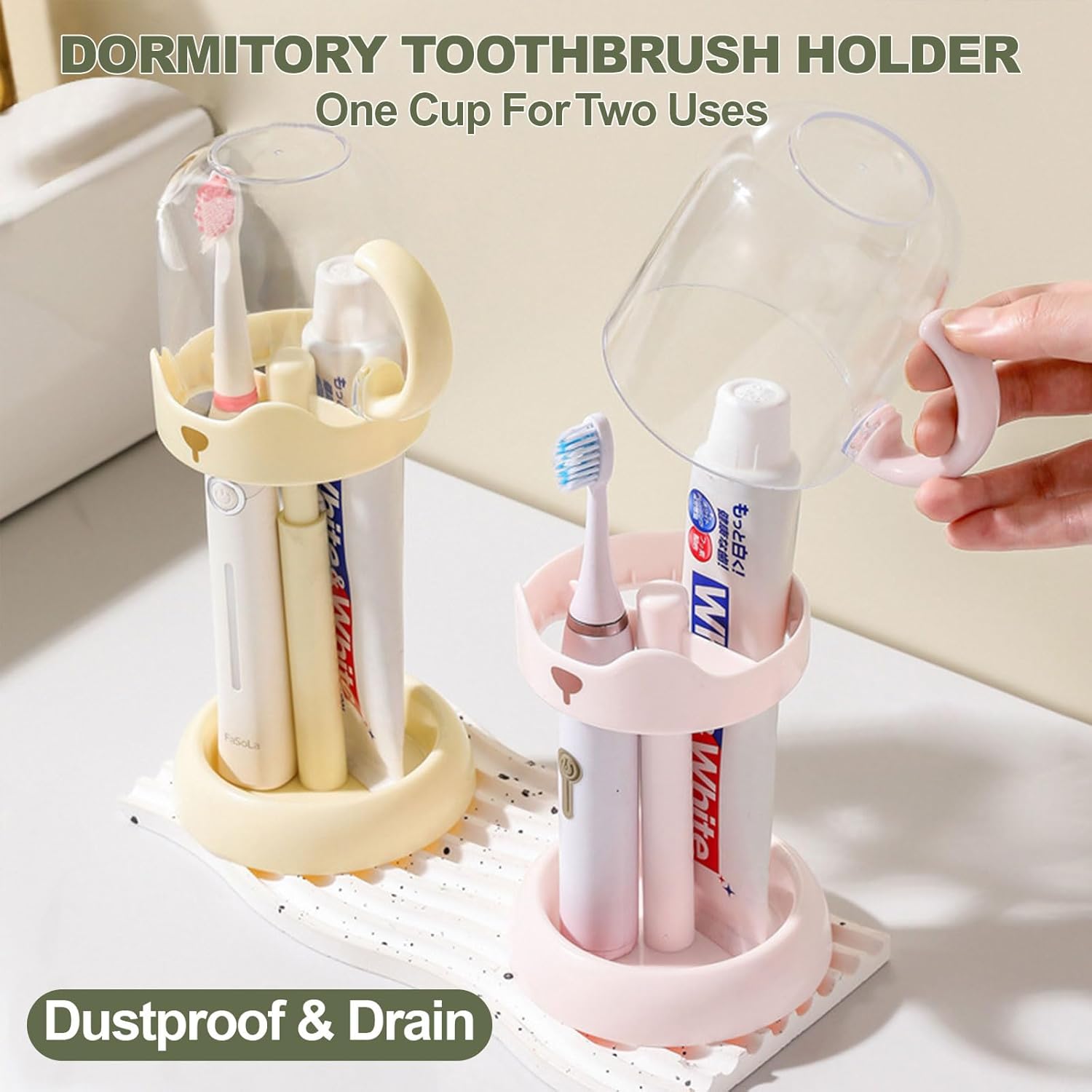 Adjustable Toothbrush Cup Holder for Bathroom Pink