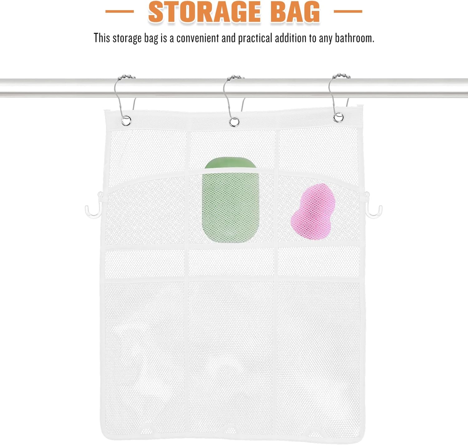 Alipis Hanging Shower Organizer Mesh Bag for Bathroom Essentials