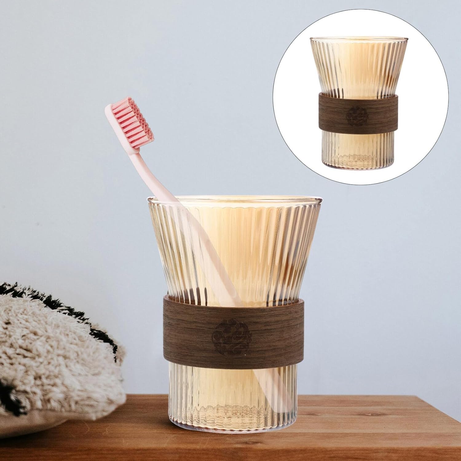 Luxshiny Glass Toothbrush Holder Bathroom Tumbler