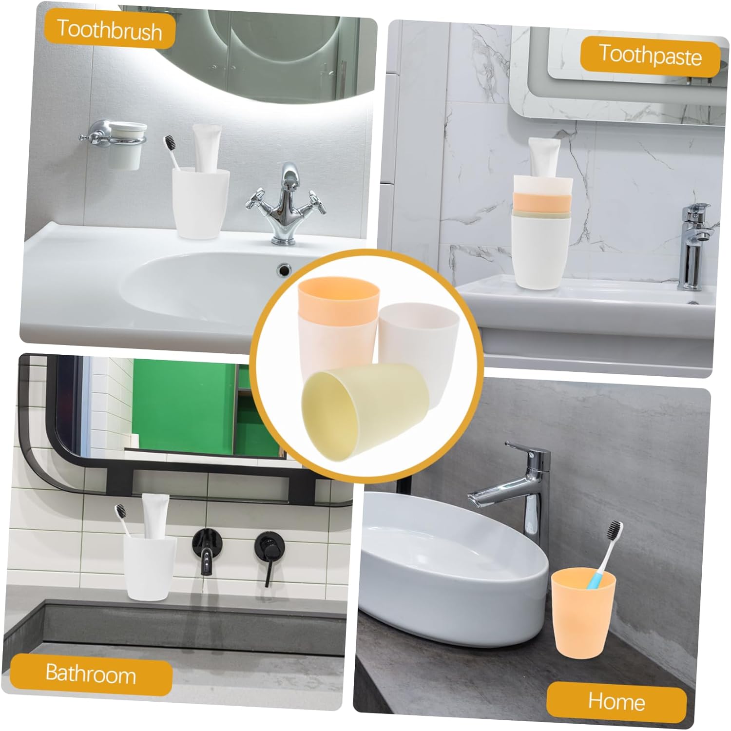 Mucky Muckily 4-Pack Reusable Toothbrush Cup