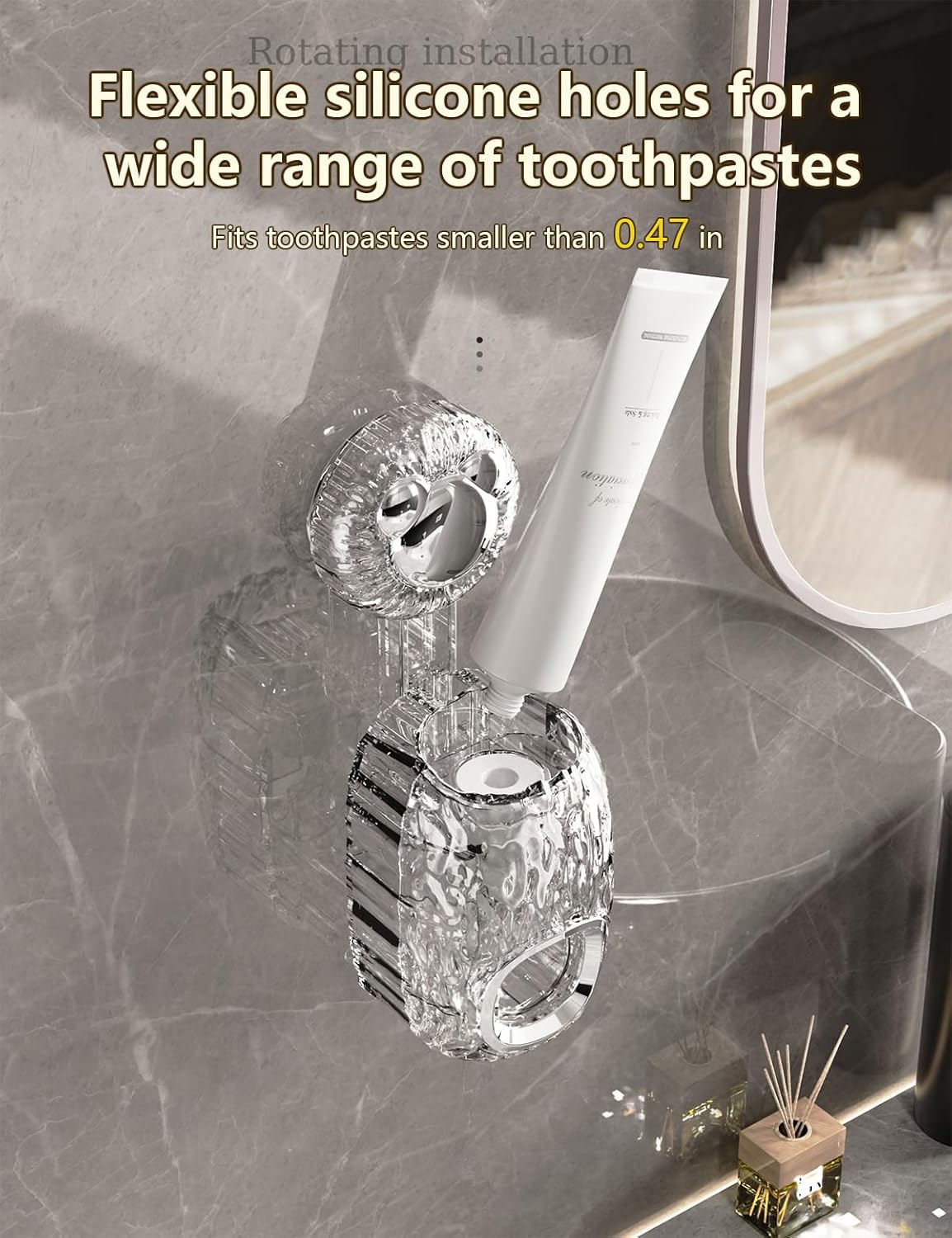 R Conlifeus Wall-Mounted Automatic Toothpaste Squeezer Dispenser 2-Piece Transparent Translucent Gray