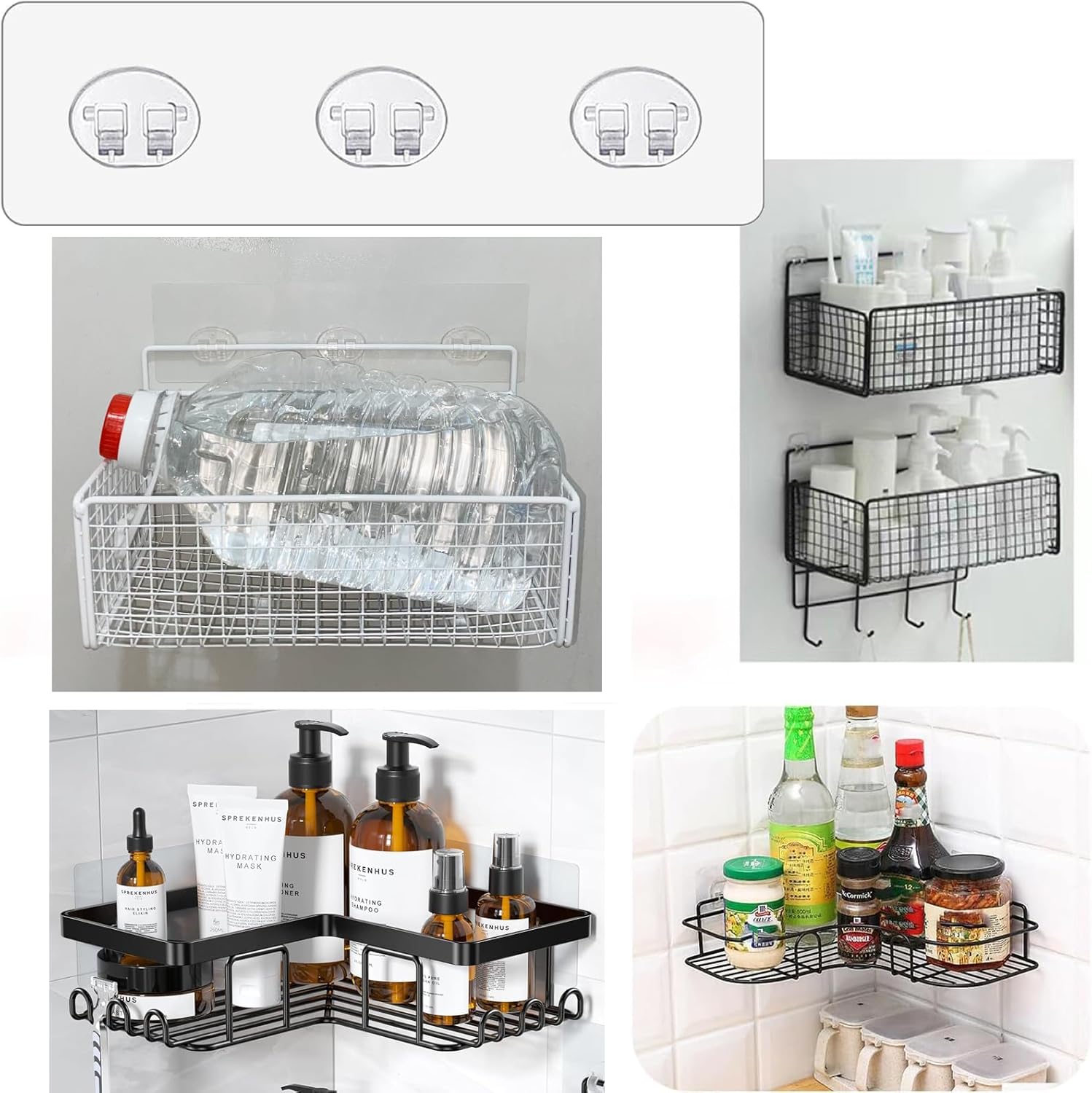 4-Piece Adhesive Shower Caddies for bathrooms