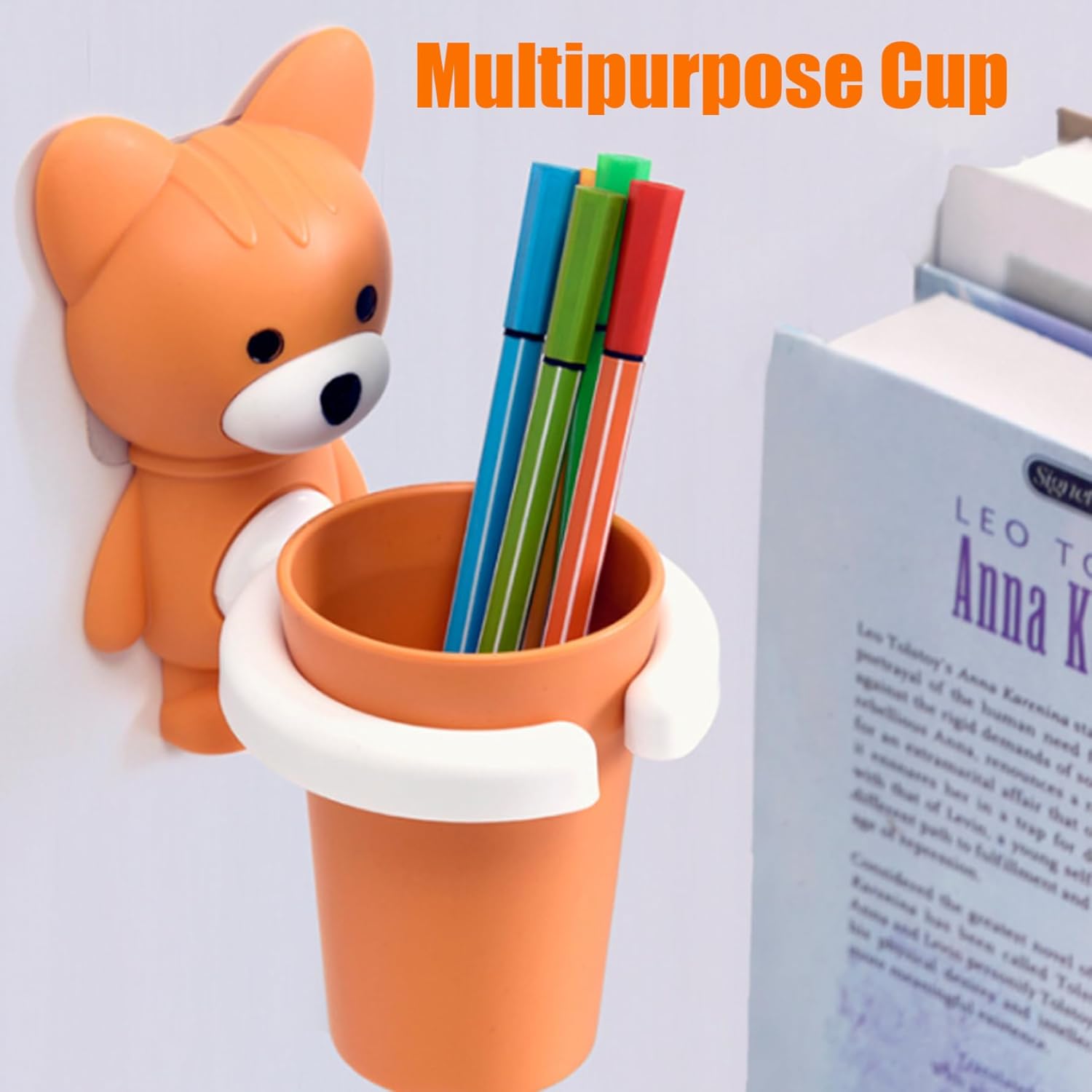 Kids Cartoon Fox Toothbrush Holder Wall Mounted