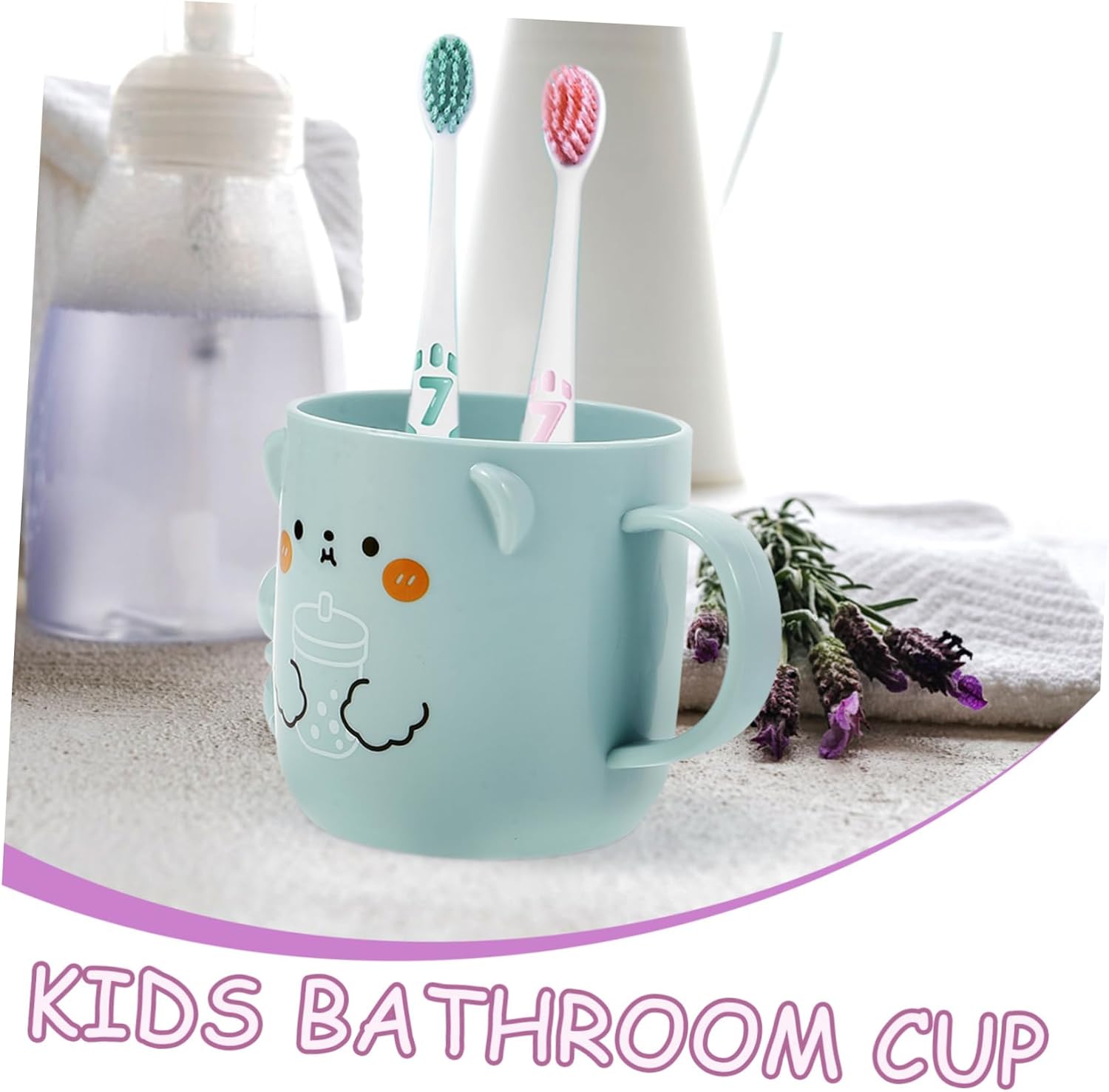 Unomor 2Pcs Cute Bear Shape Toothbrush Rinsing Cups