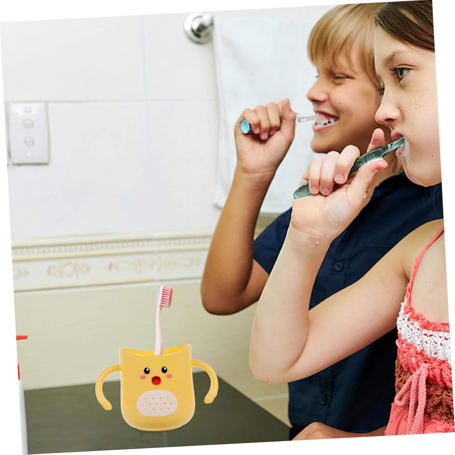 Ibasenice Child Safe Cartoon Toothbrush Cup for Kids