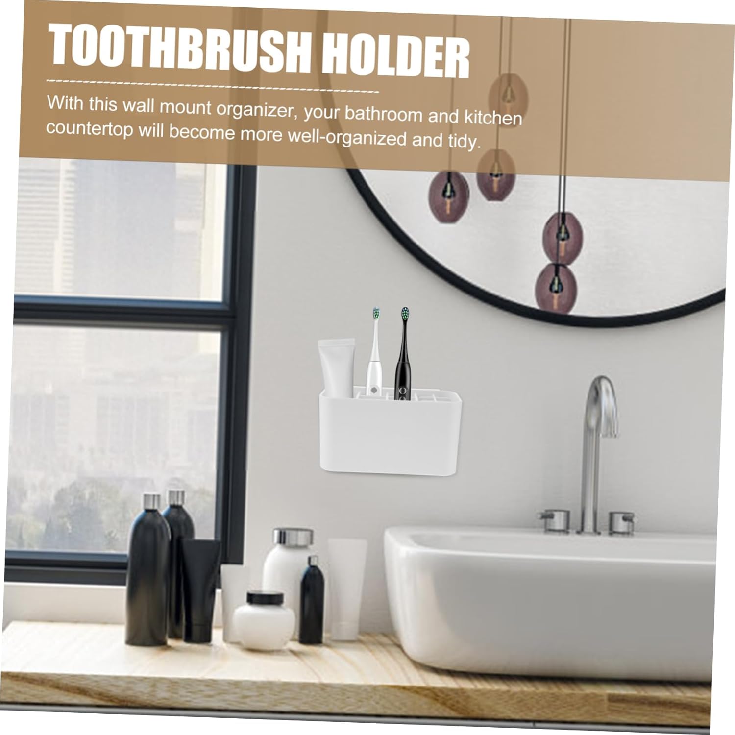 Wall-Mounted Toothbrush Holder Large Bathroom Storage Rack
