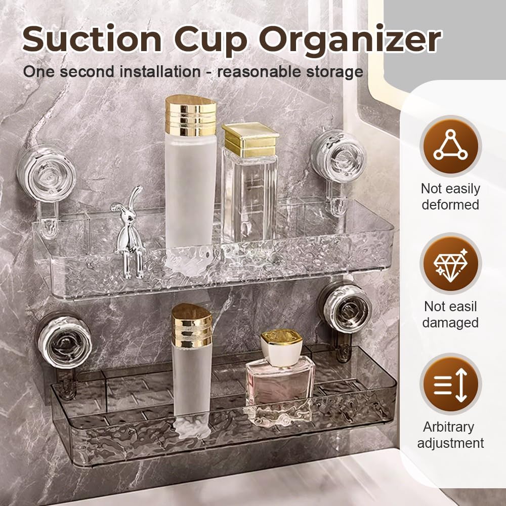 Secure No-Drill Suction Cup Shower Caddy Holder White