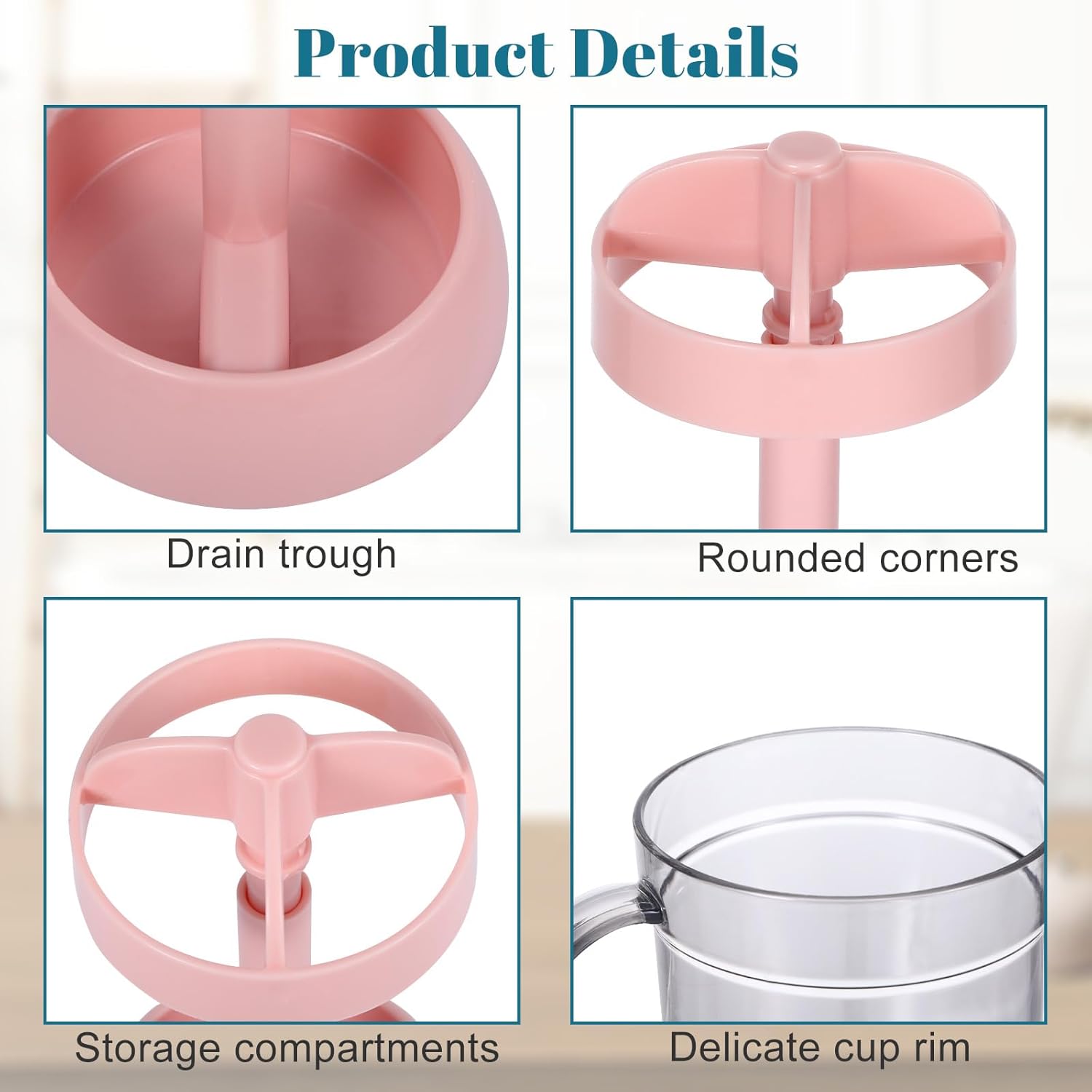 Stylish Pink Toothbrush Holder with 3 Slots