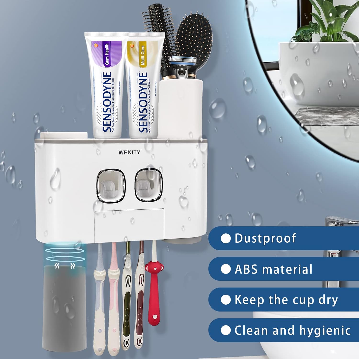 Wekity Multi-Functional Toothbrush Holder