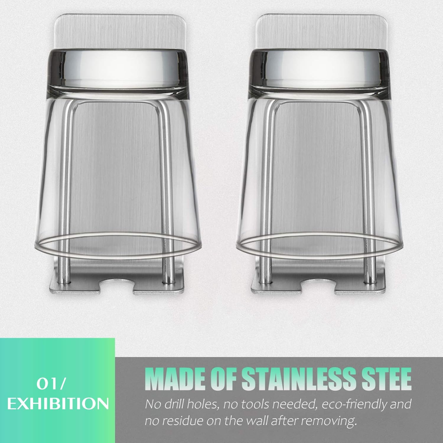 2pcs Wall Mounted Cup Holder Toothbrush Dispenser Stand