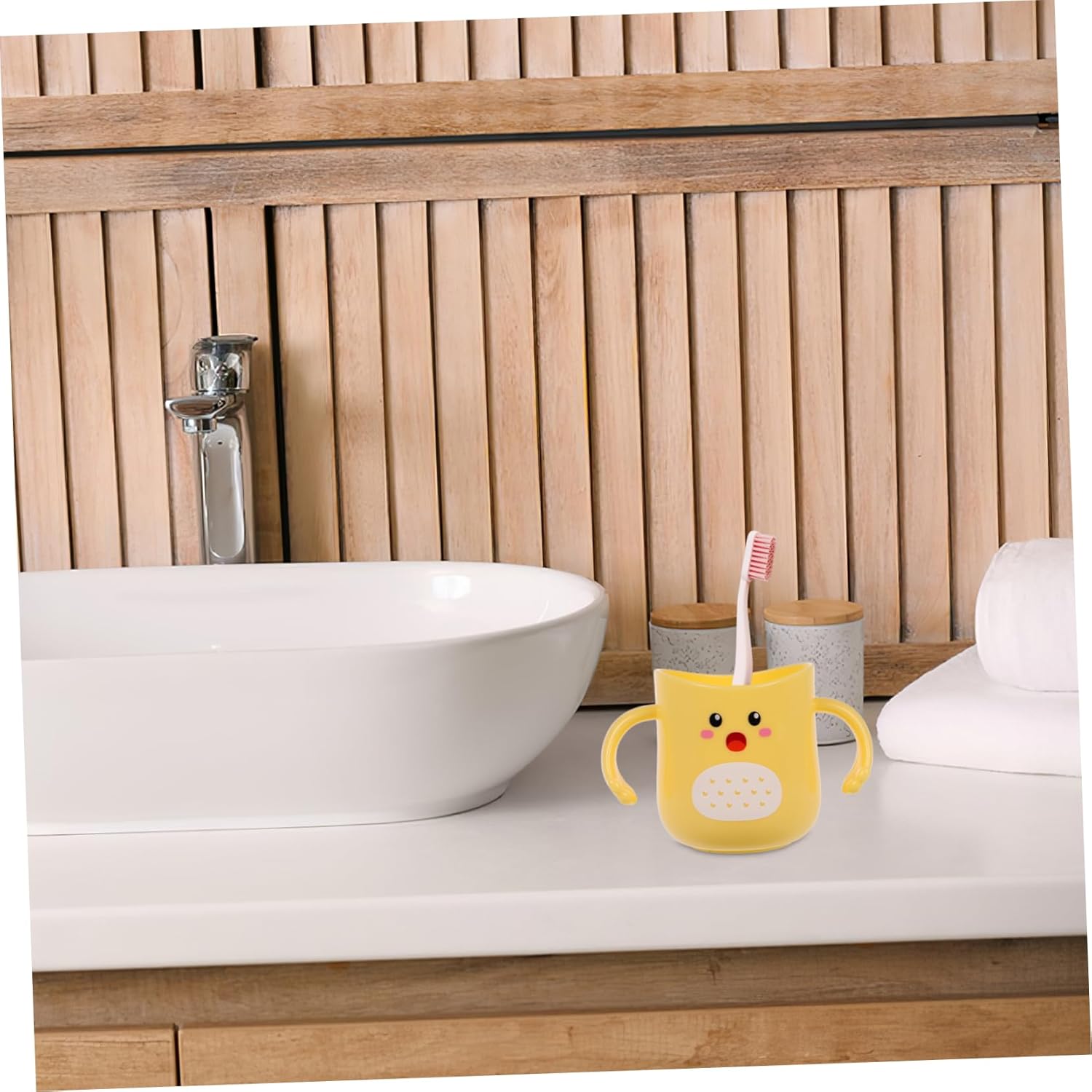Ergonomic Toothbrush Cup Spill-Proof Design Cartoon Characters