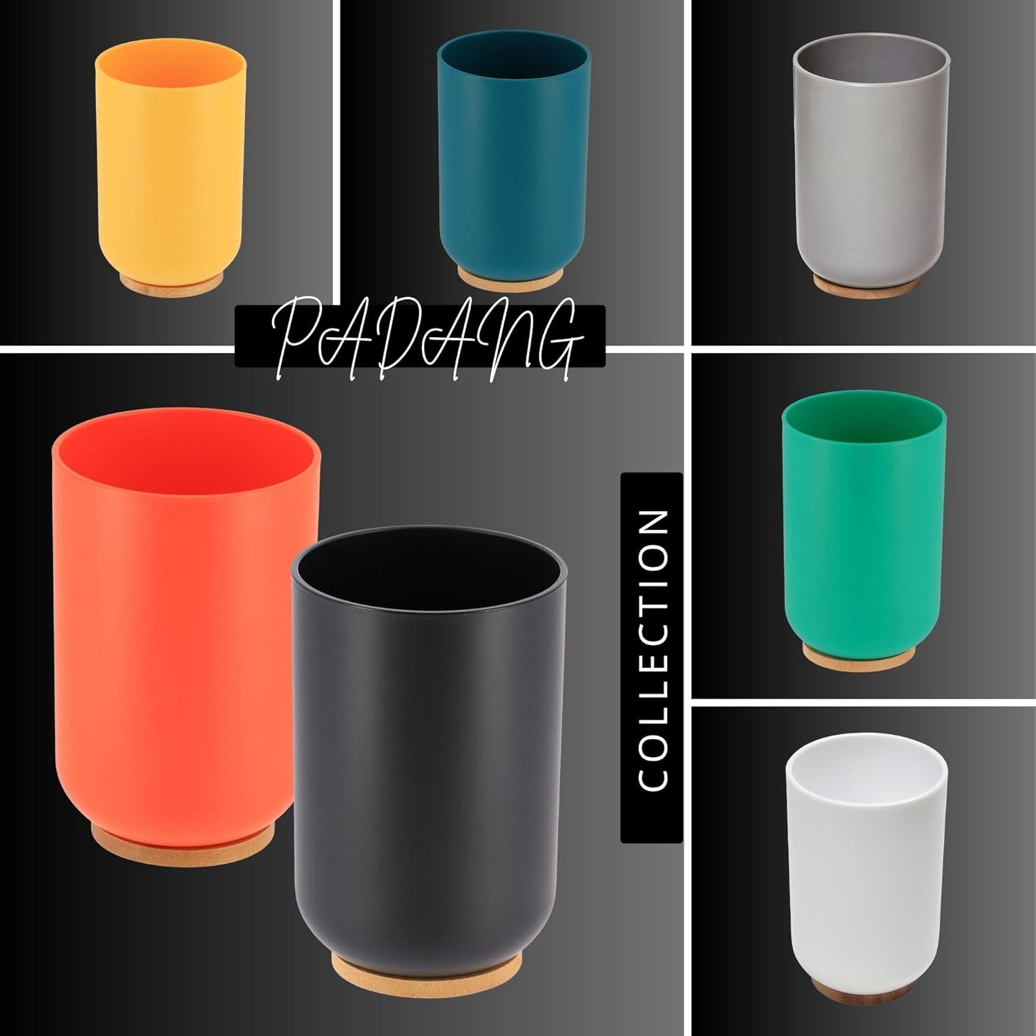 EVIDECO Bamboo Vanity Tumbler Black - Space-Saving Eco-Friendly Toothbrush Holder