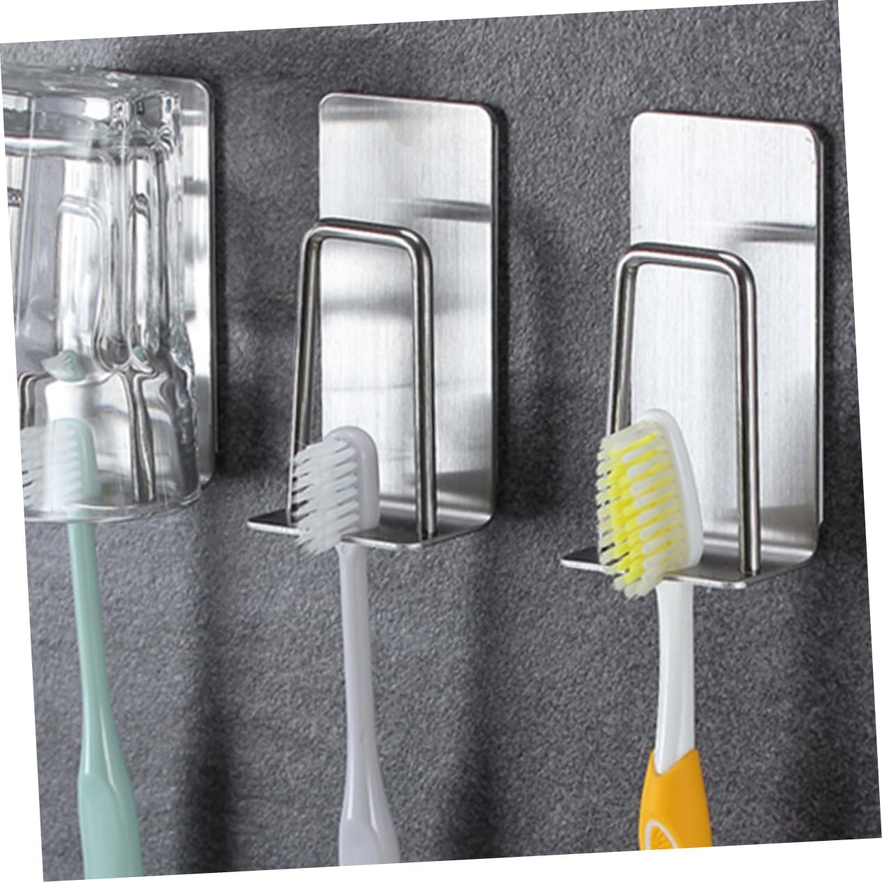 Zerodeko 2-Pack Stainless Steel Toothbrush Oral Care Holder Organizer No Drilling Required