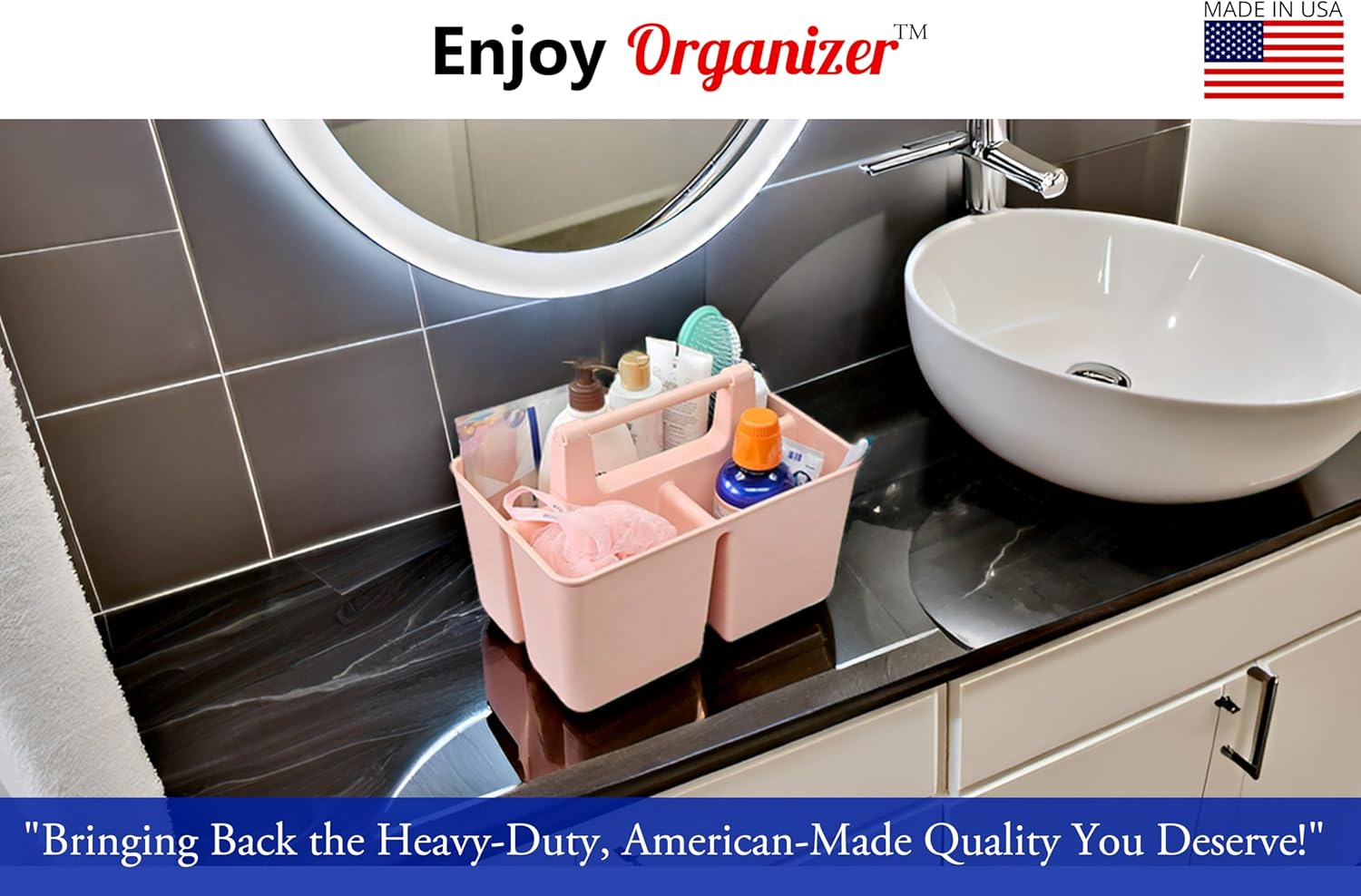 Bulk 3-Compartment Shower Caddy Organizer Portable Bathroom Storage Bin