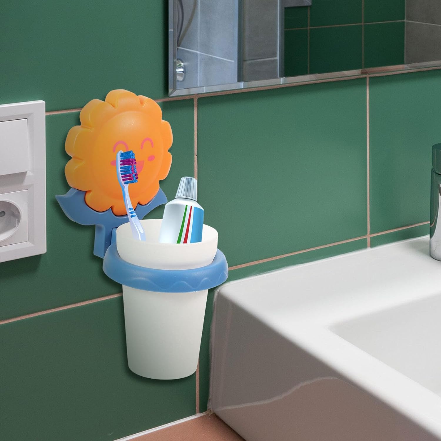 Cartoon Toothbrush Holder with Sunflower Design