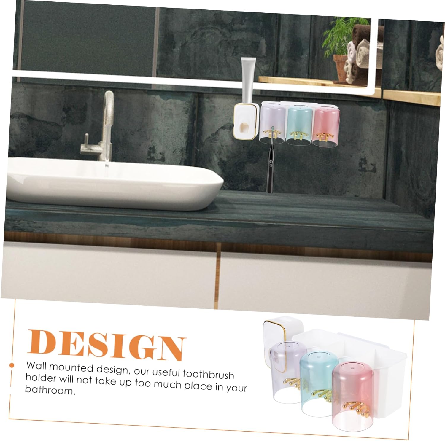 LIFKOME Wall Mounted Toothbrush Holder Organizer