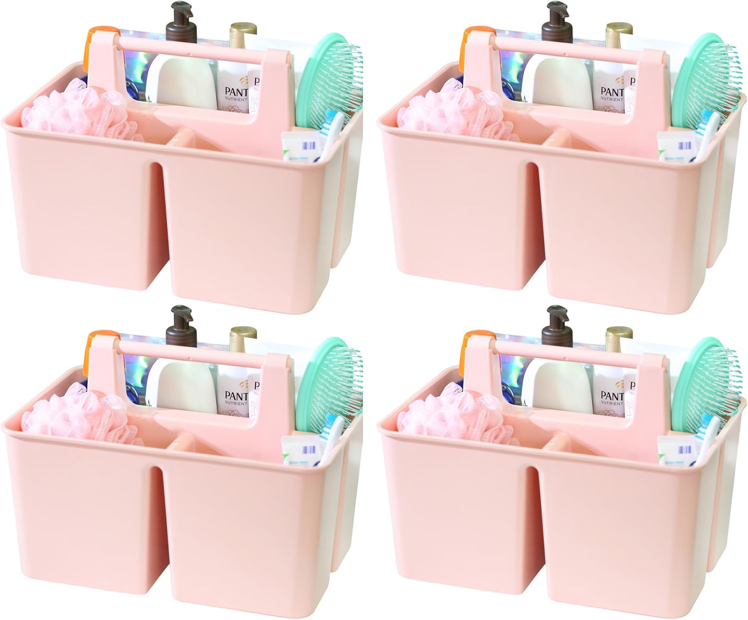 Enjoy Organizer Portable Plastic Shower Caddy 3 Compartments 4 Pack