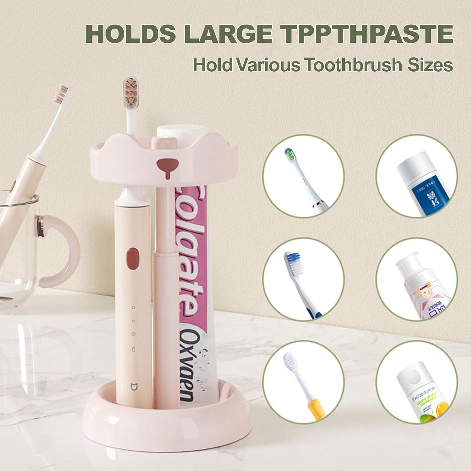 Adjustable Toothbrush Cup Holder for Bathroom Pink