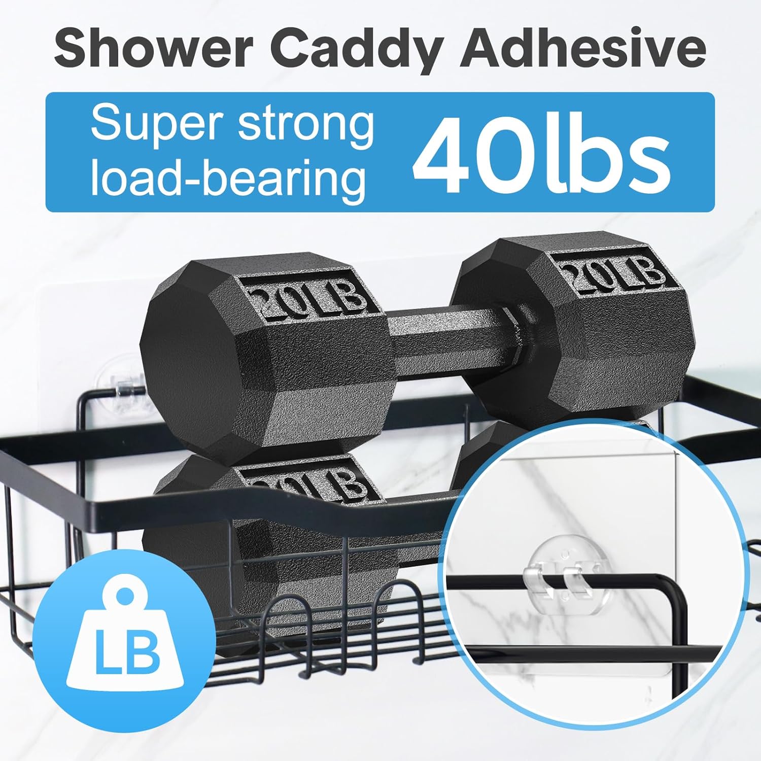 FEPTUASE 4-Piece Adhesive Shower Caddy for Bathroom Kitchen Storage