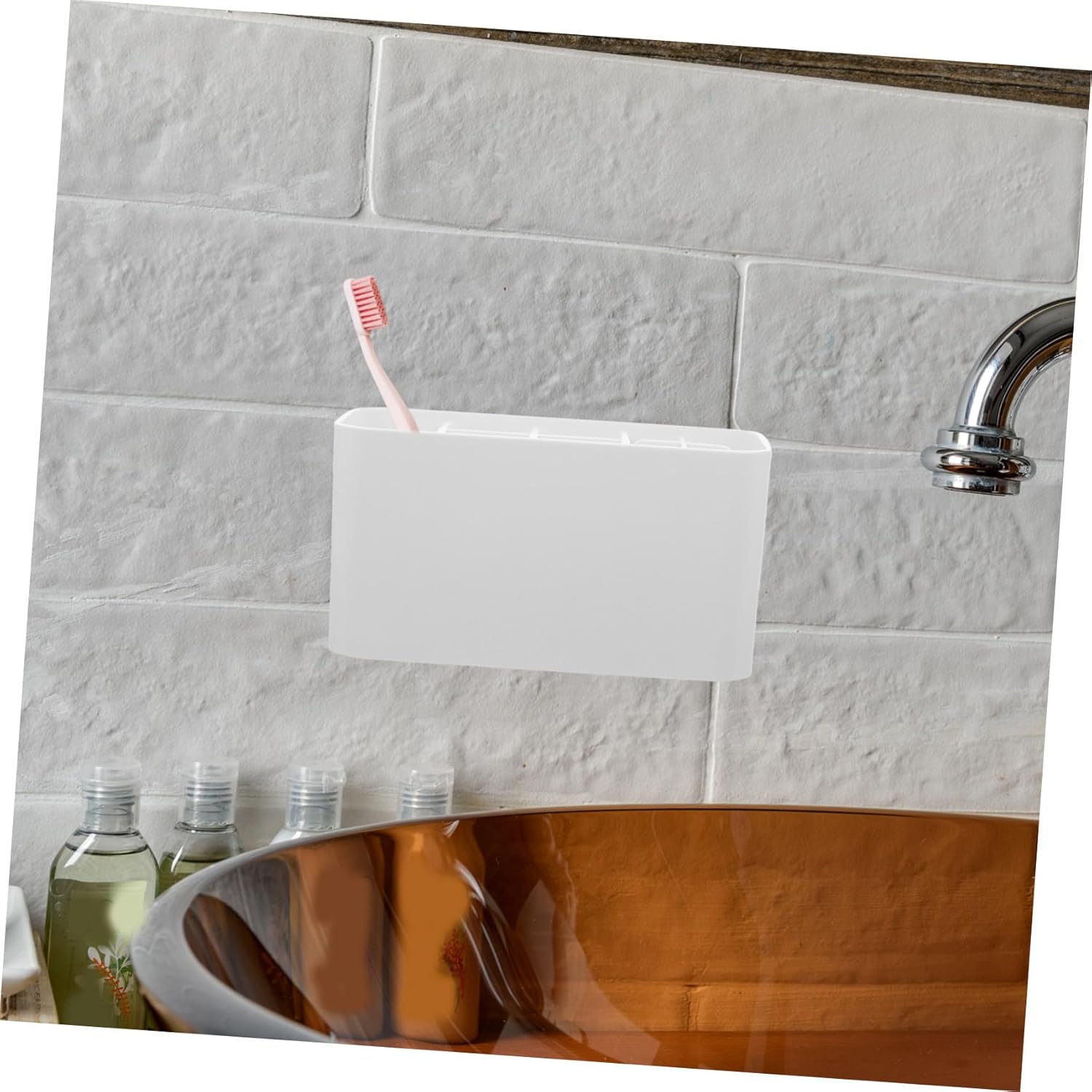 PRETYZOOM Toothbrush Holder with Storage Compartment and Organizer