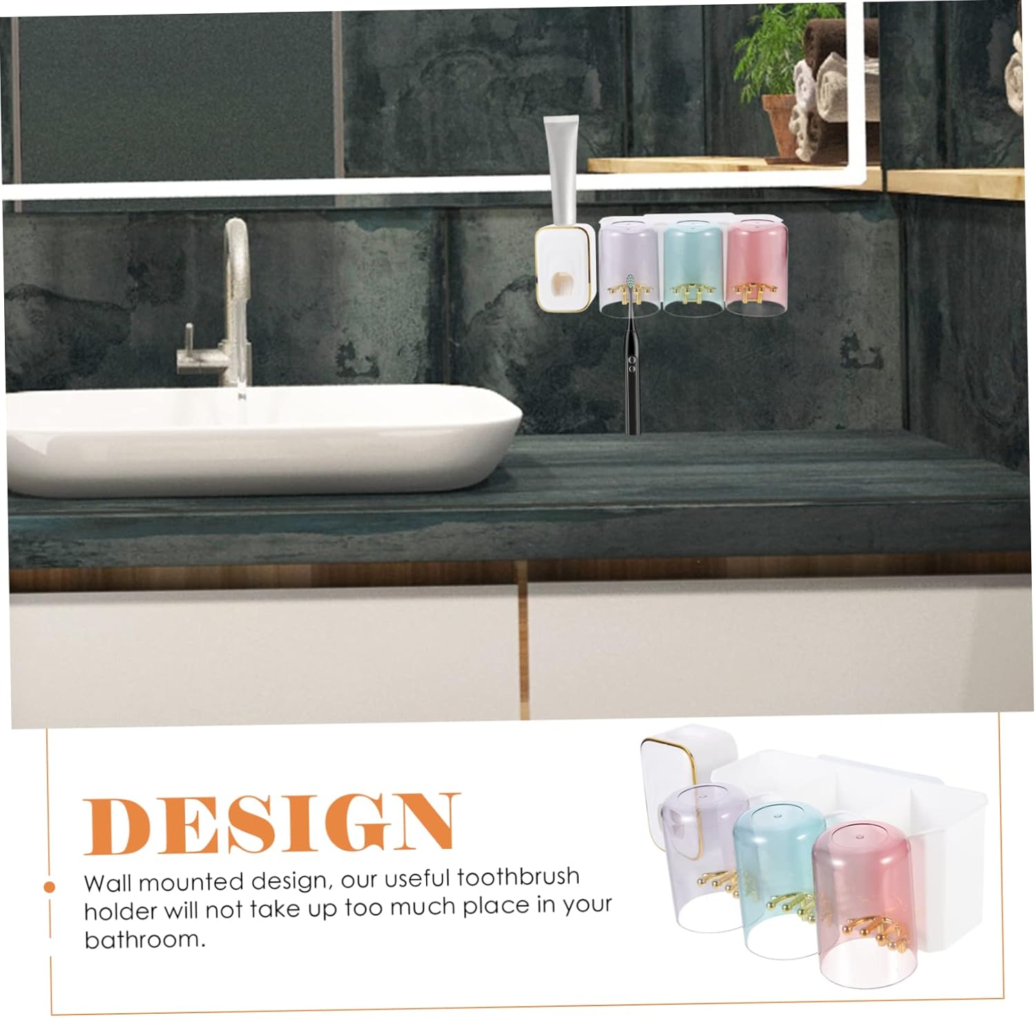 Stylish Wall-Mounted Toothbrush Holder Toothpaste Squeezer Organizer