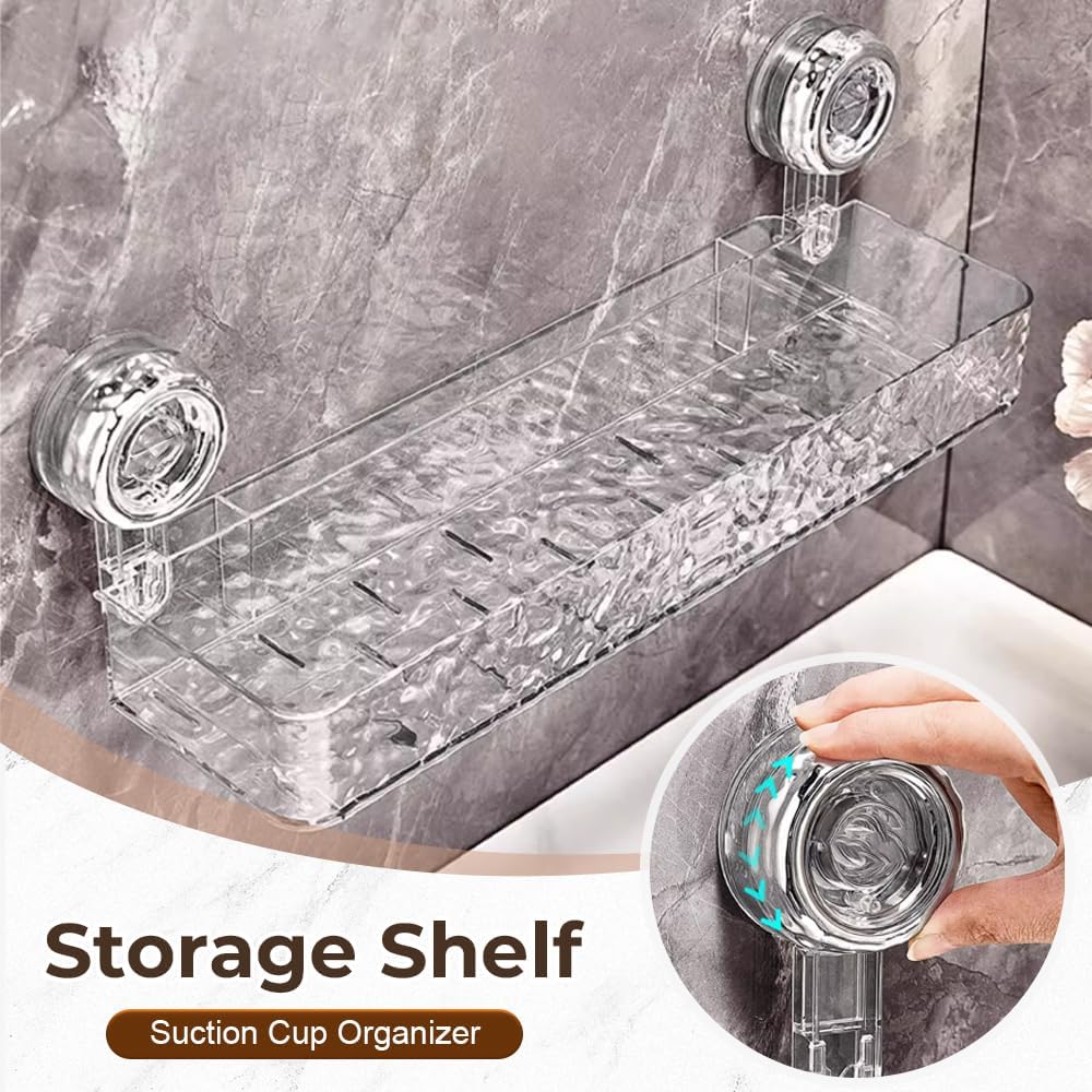 Secure No-Drill Suction Cup Shower Caddy Holder White