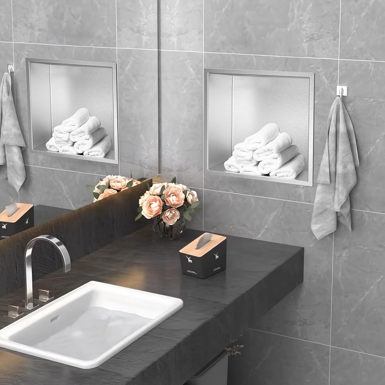 Stainless Steel Shower Niche Organizer for Space-Saving Storage