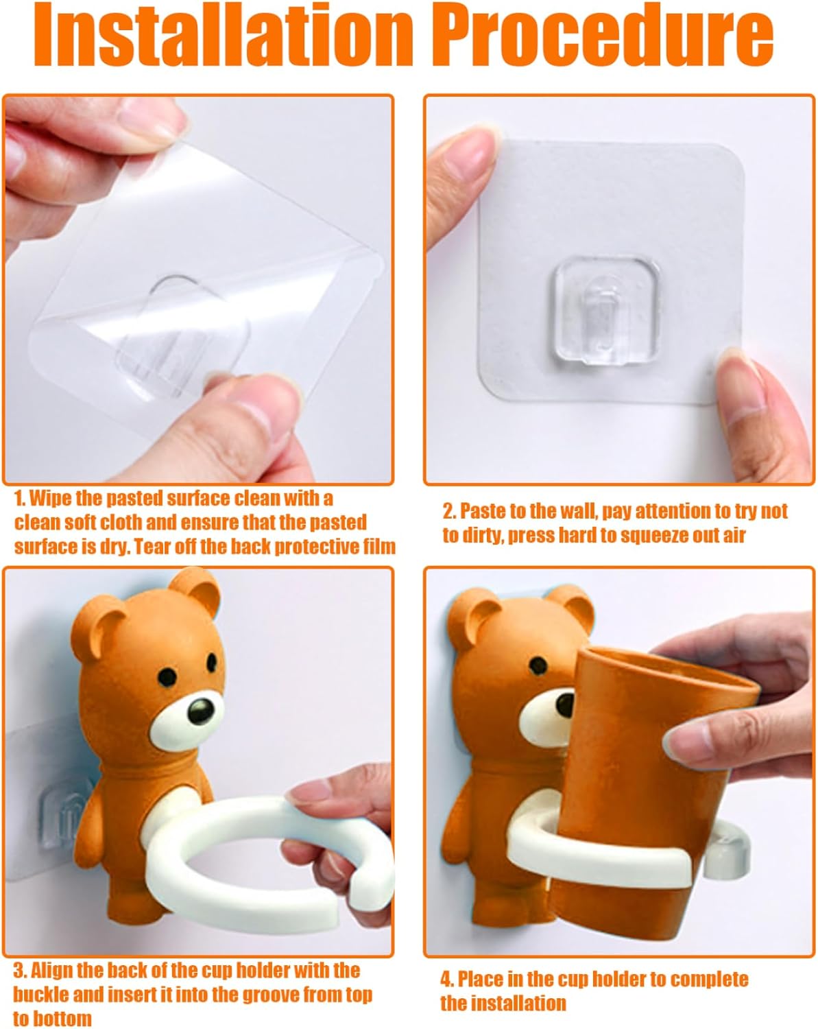 Kids Cartoon Fox Toothbrush Holder Wall Mounted