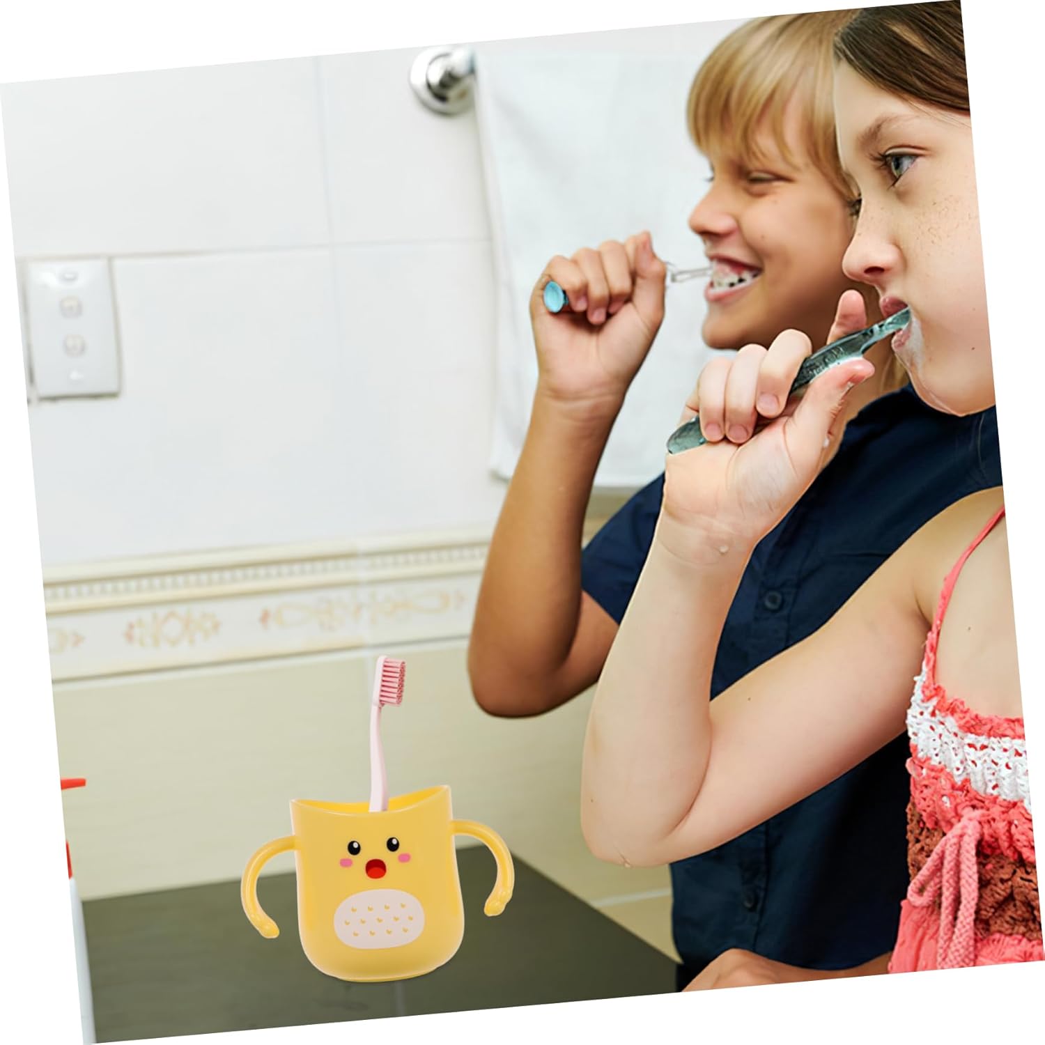 Double Handles Kids Toothbrush Cup Dinosaur Mugs