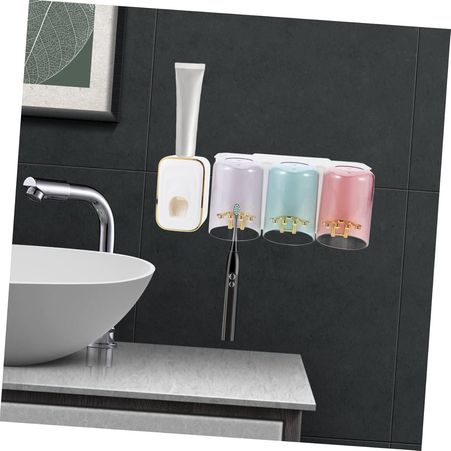 Space-Saving Wall-Mounted Toothbrush Toothpaste Organizer for Bathroom